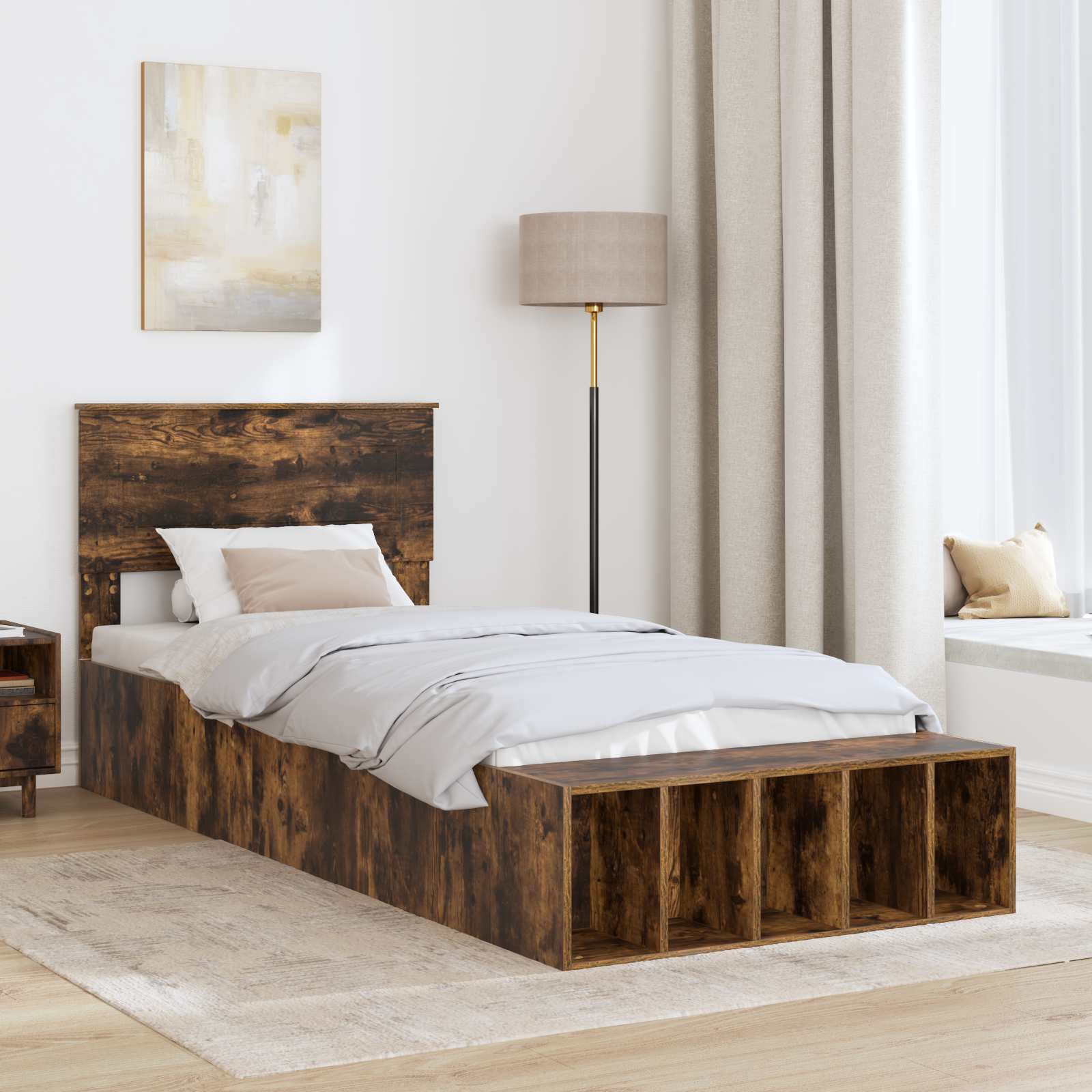 Cadre de lit Chêne fumé 100 x 200 cm Bois d'ingénierie - XIOS