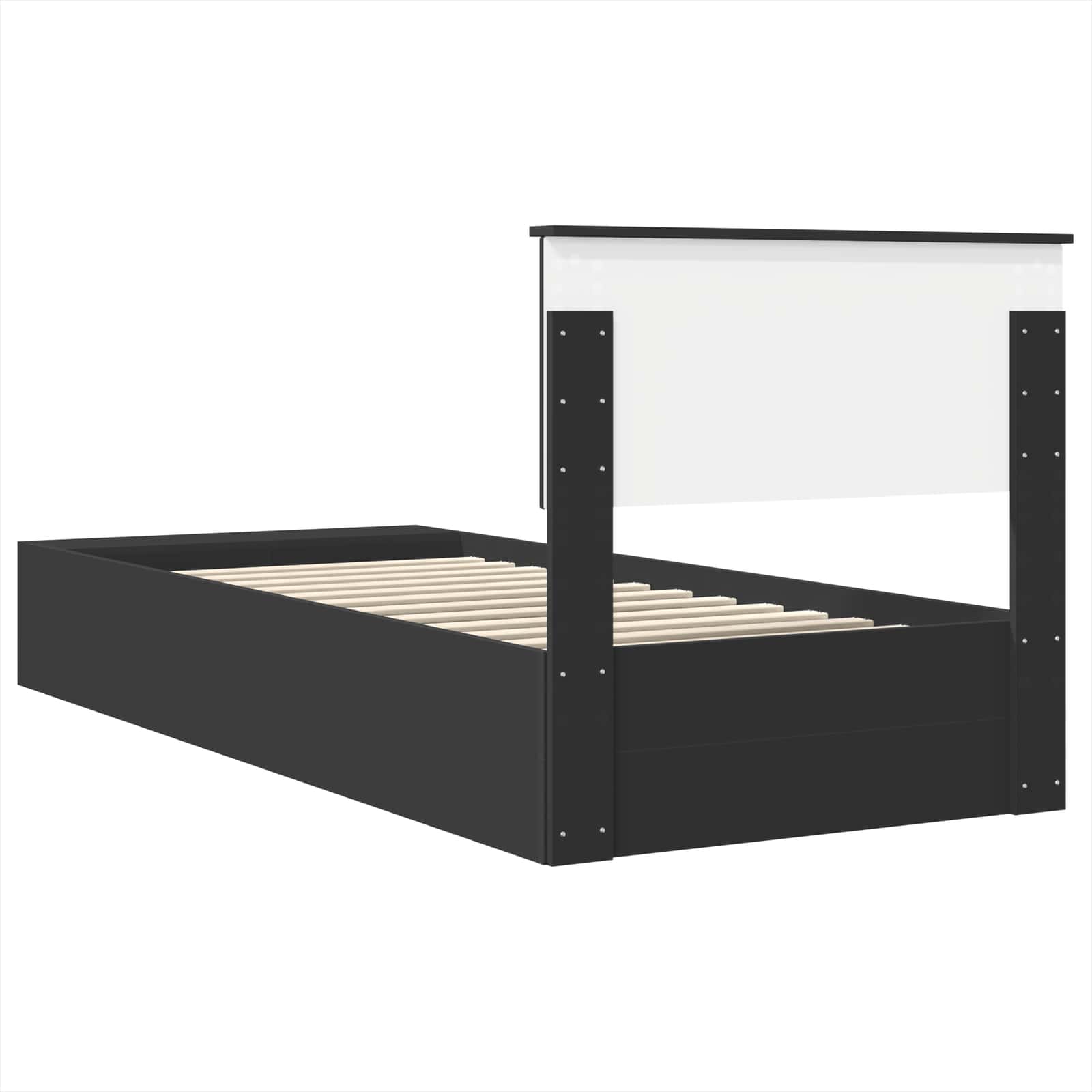 Cadre de lit avec étagère Noir 90 x 190 cm Bois d'ingénierie