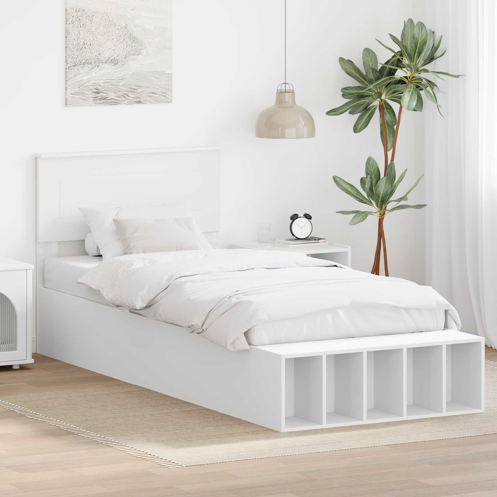 Cadre de lit avec étagère Blanc 75 x 190 cm Bois d'ingénierie - XIOS