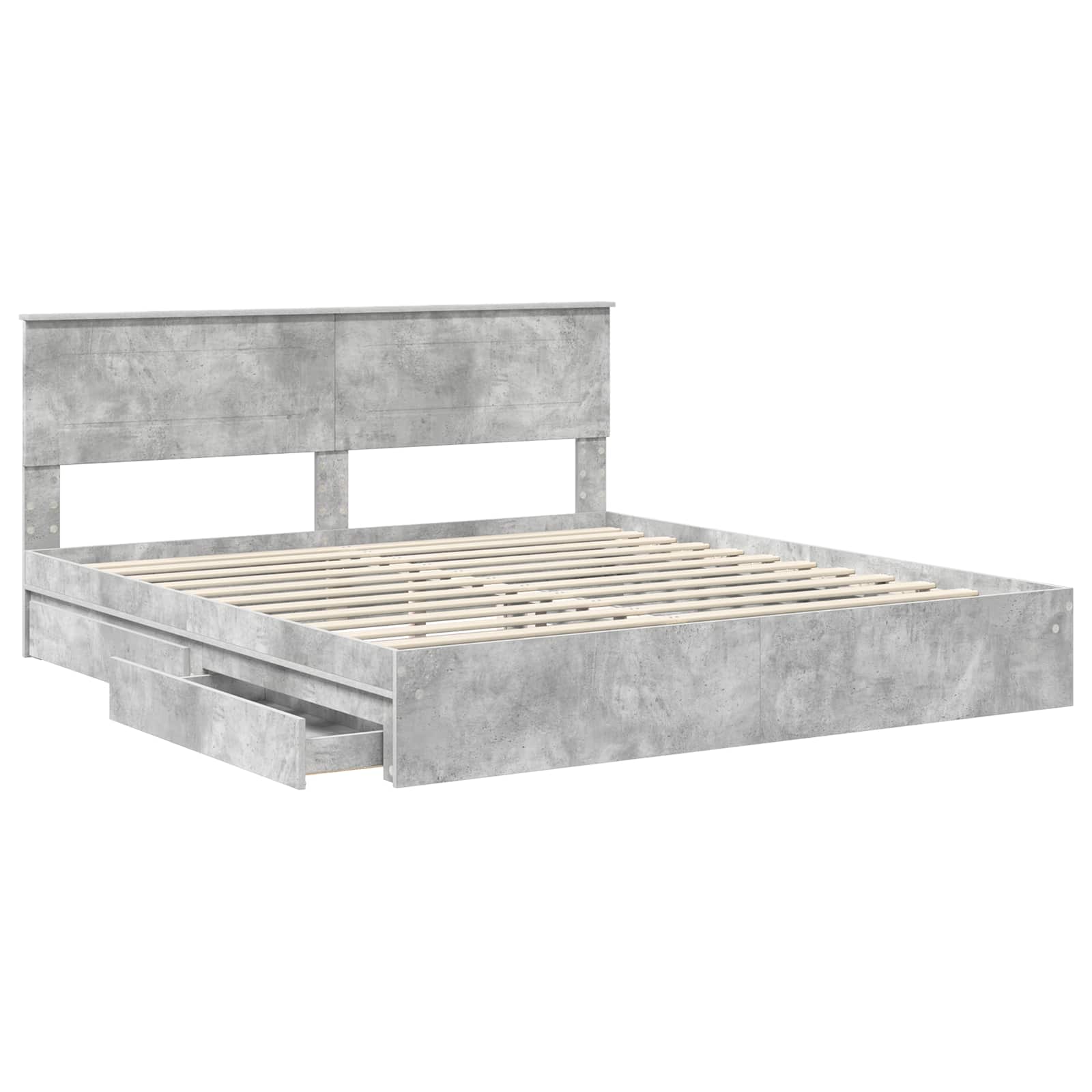 Lit de Rangement Gris béton 200 x 200 cm Bois d'ingénierie - XIOS