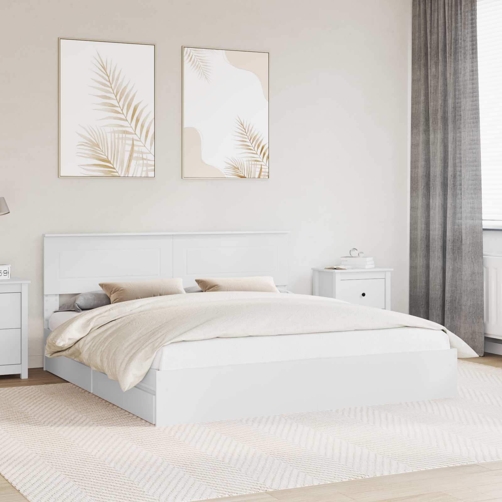 Lit de Rangement Réglable Blanc 180 x 200 cm Bois d'ingénierie