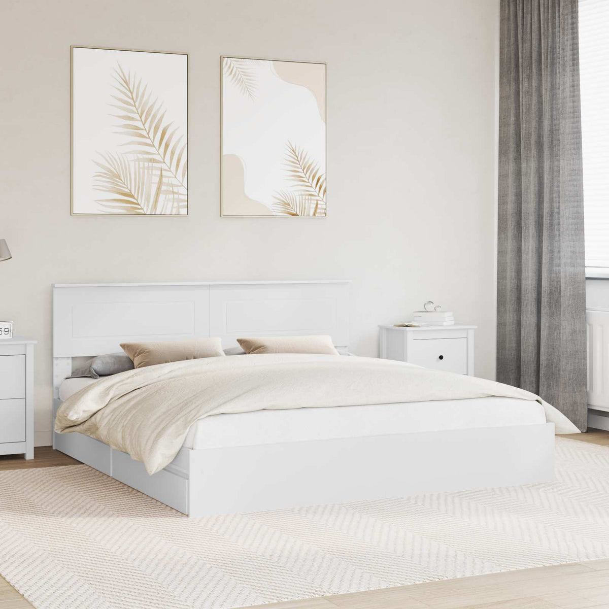 Lit de Rangement Réglable Blanc 180 x 200 cm Bois d'ingénierie