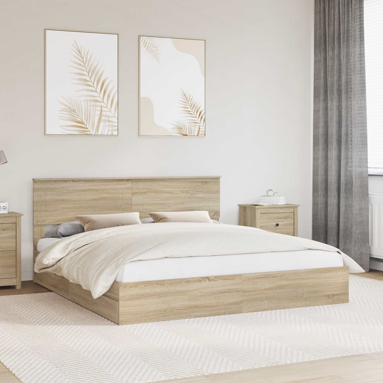Lit de Rangement Chêne Sonoma 180 x 200 cm Bois d'ingénierie - XIOS