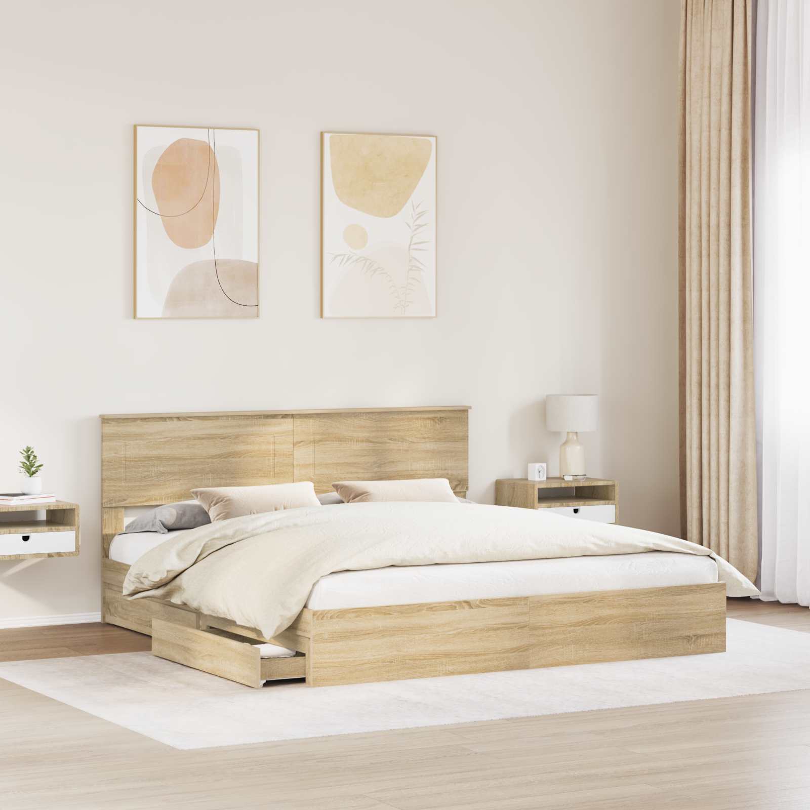 Lit de Rangement Chêne Sonoma 180 x 200 cm Bois d'ingénierie - XIOS