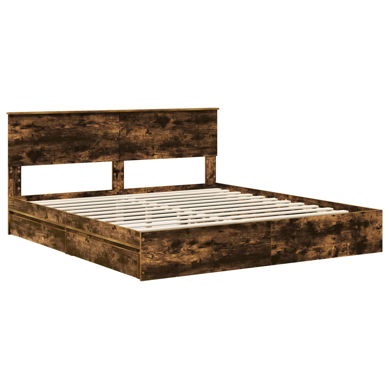 Lit de Rangement Chêne fumé 180 x 200 cm Bois d'ingénierie - XIOS