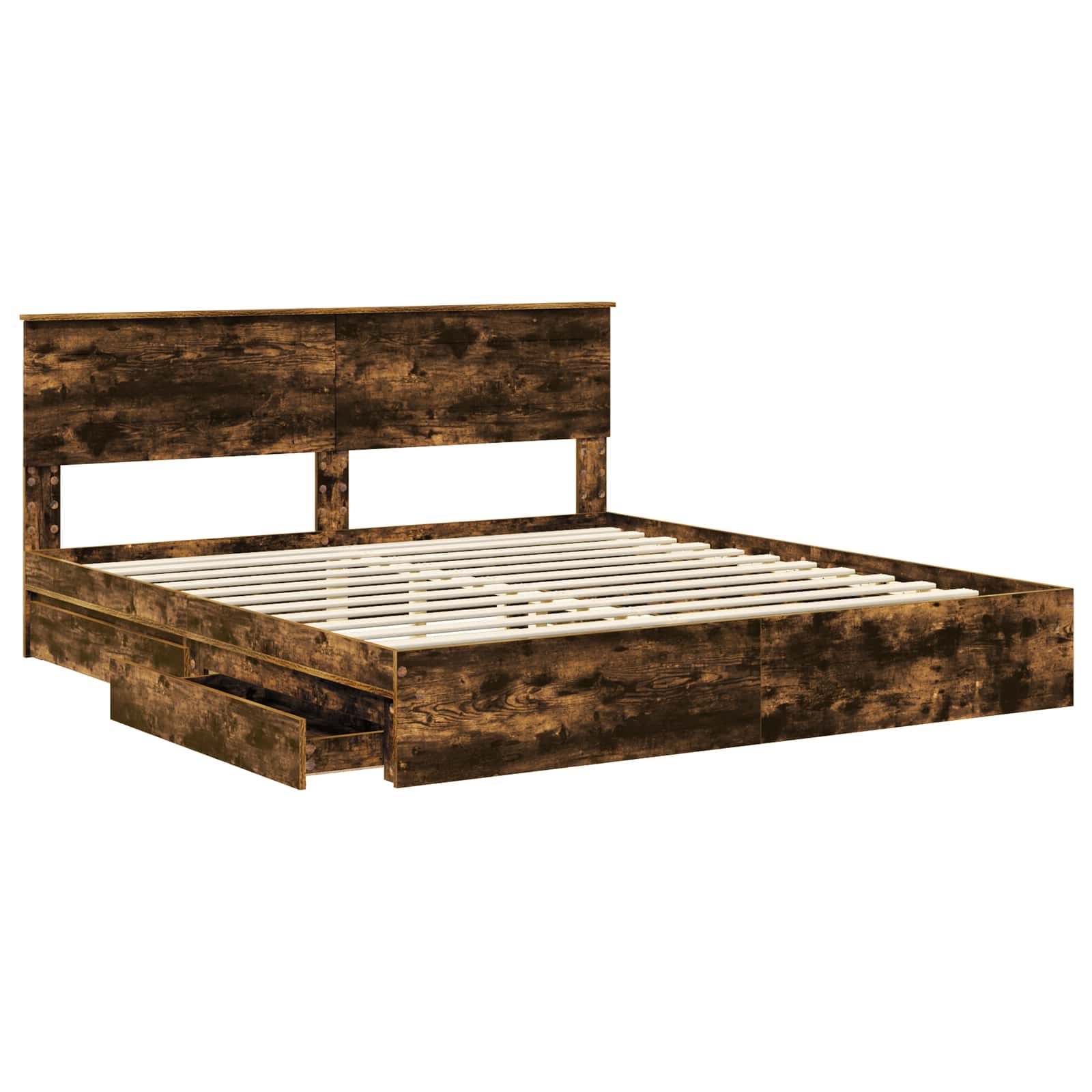 Lit de Rangement Chêne fumé 180 x 200 cm Bois d'ingénierie - XIOS