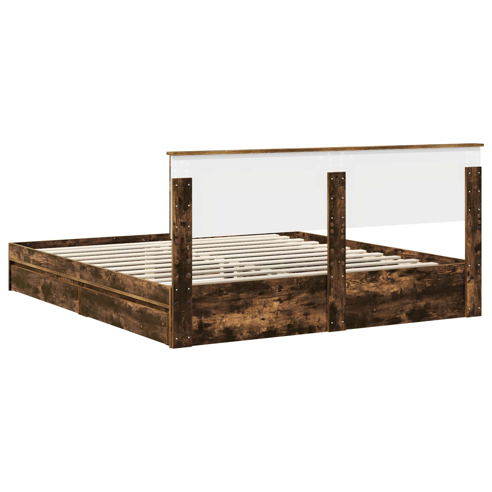 Lit de Rangement Chêne fumé 180 x 200 cm Bois d'ingénierie - XIOS