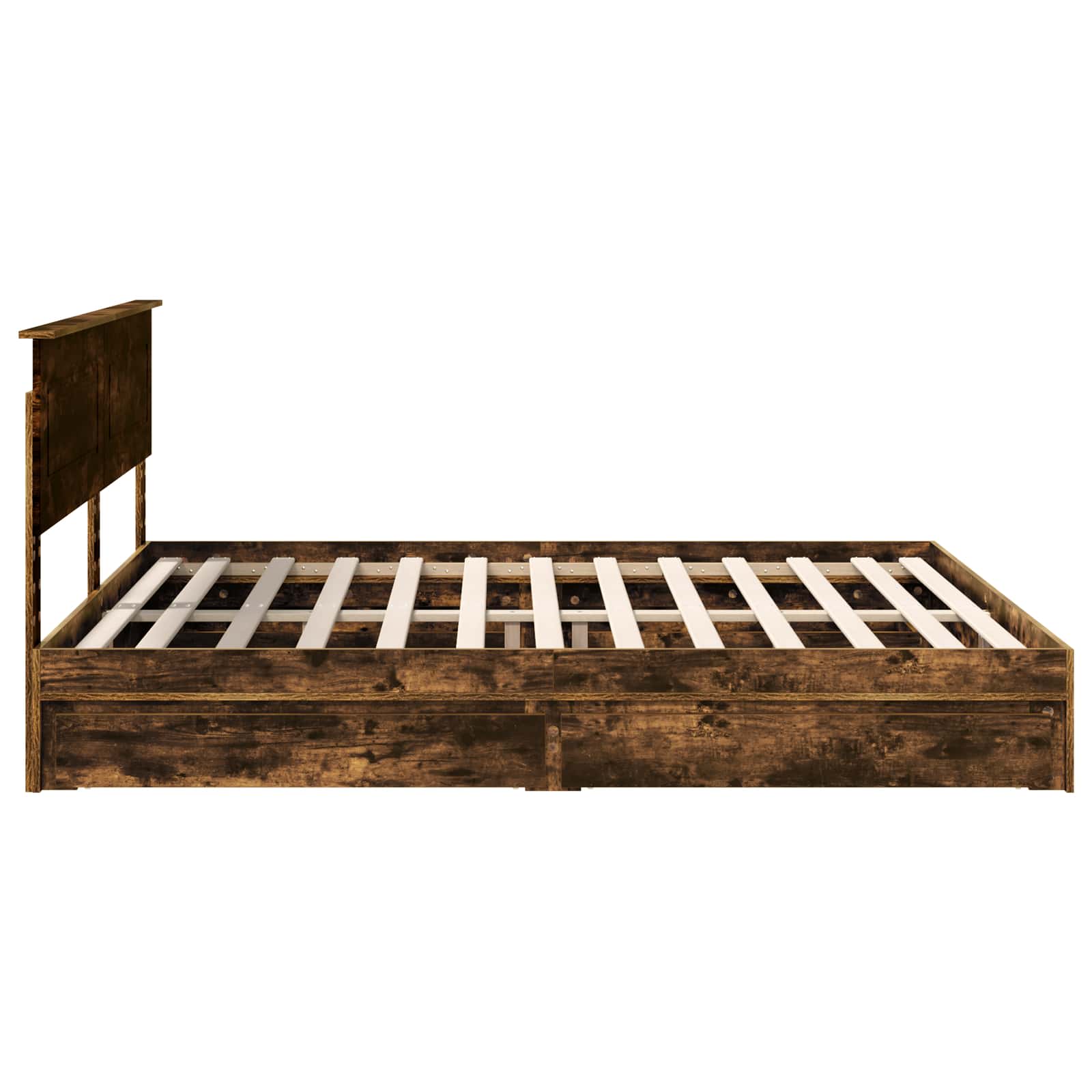 Lit de Rangement Chêne fumé 180 x 200 cm Bois d'ingénierie