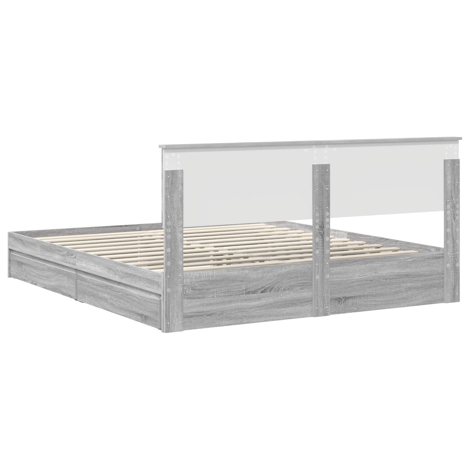 Lit de Rangement Gris Sonoma 180 x 200 cm Bois d'ingénierie - XIOS