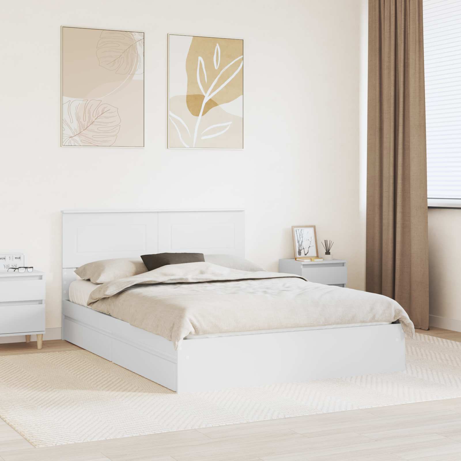 Lit de Rangement Blanc 160 x 200 cm Bois d'ingénierie - XIOS