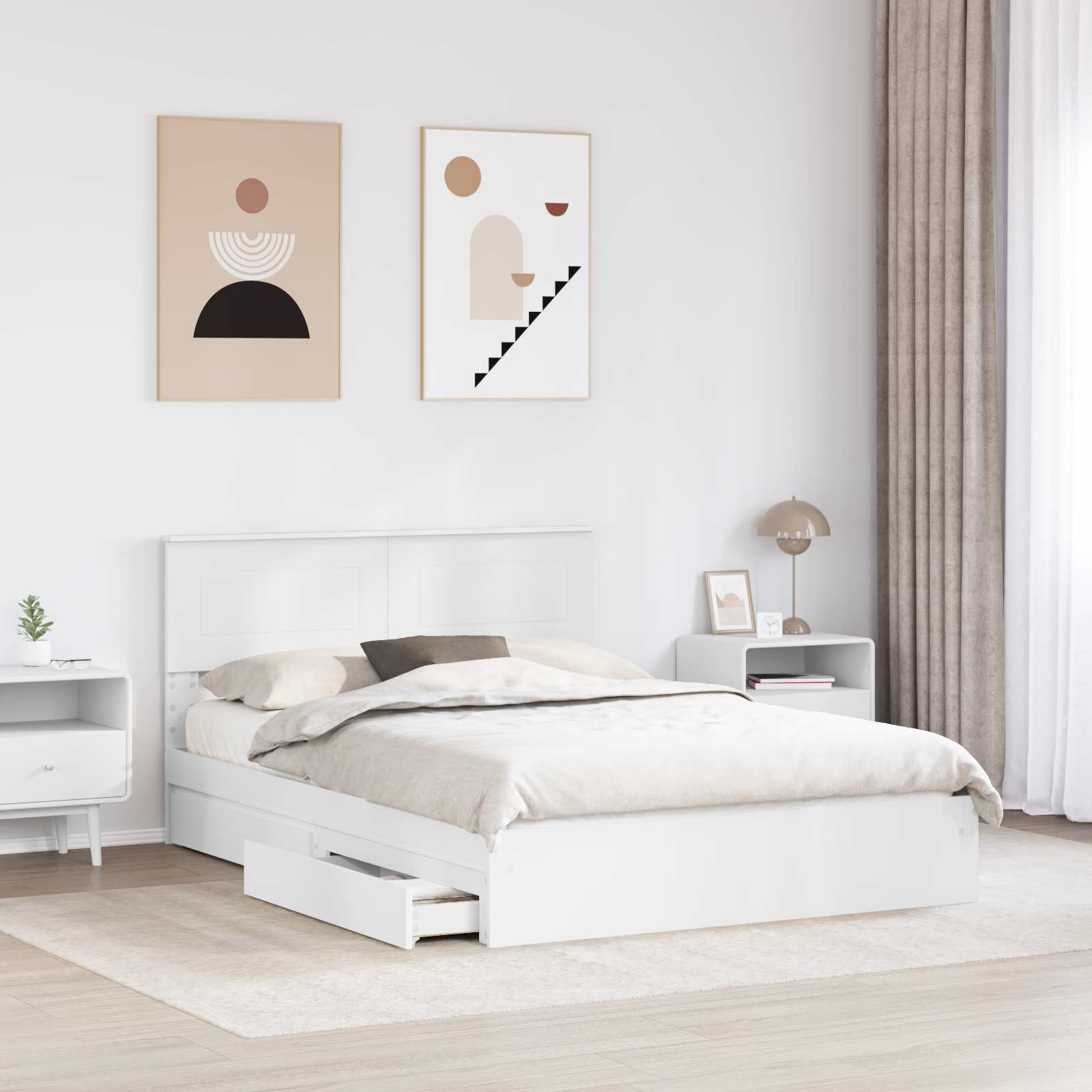 Lit de Rangement Blanc 160 x 200 cm Bois d'ingénierie - XIOS