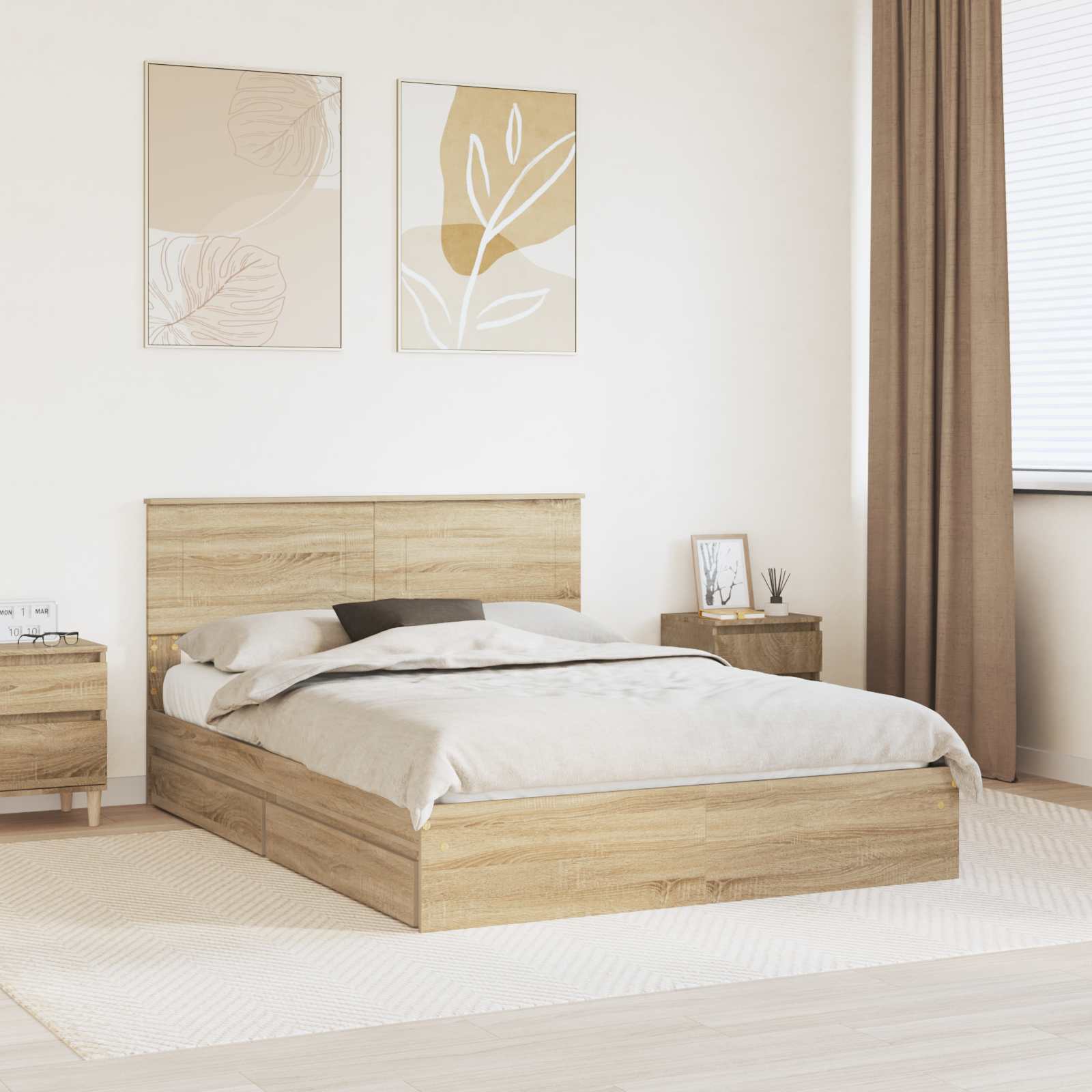 Lit de Rangement Chêne Sonoma 160 x 200 cm Bois d'ingénierie - XIOS