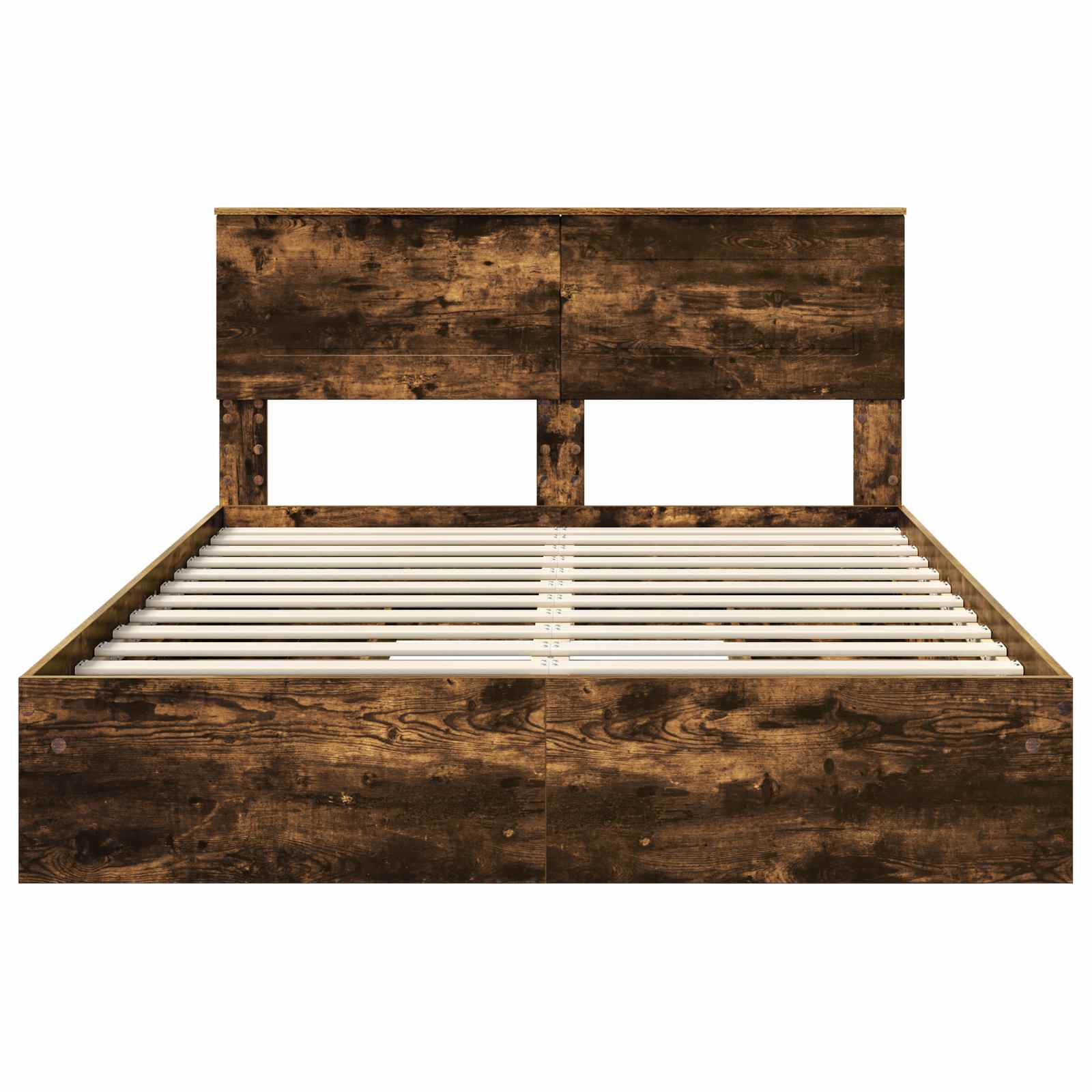 Lit de Rangement Chêne fumé 160 x 200 cm Bois d'ingénierie
