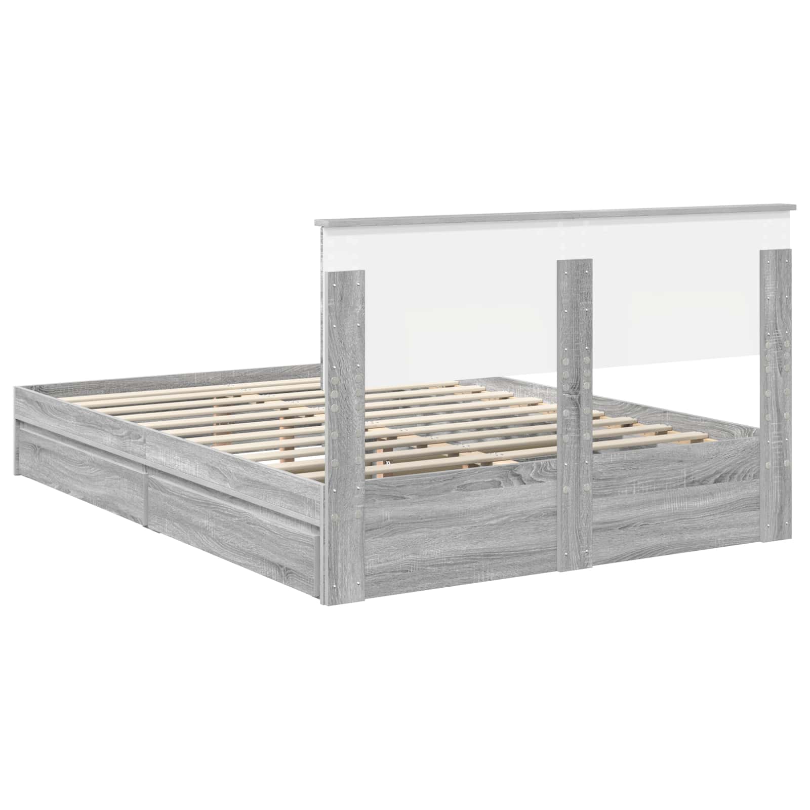 Lit de Rangement Gris Sonoma 160 x 200 cm Bois d'ingénierie - XIOS