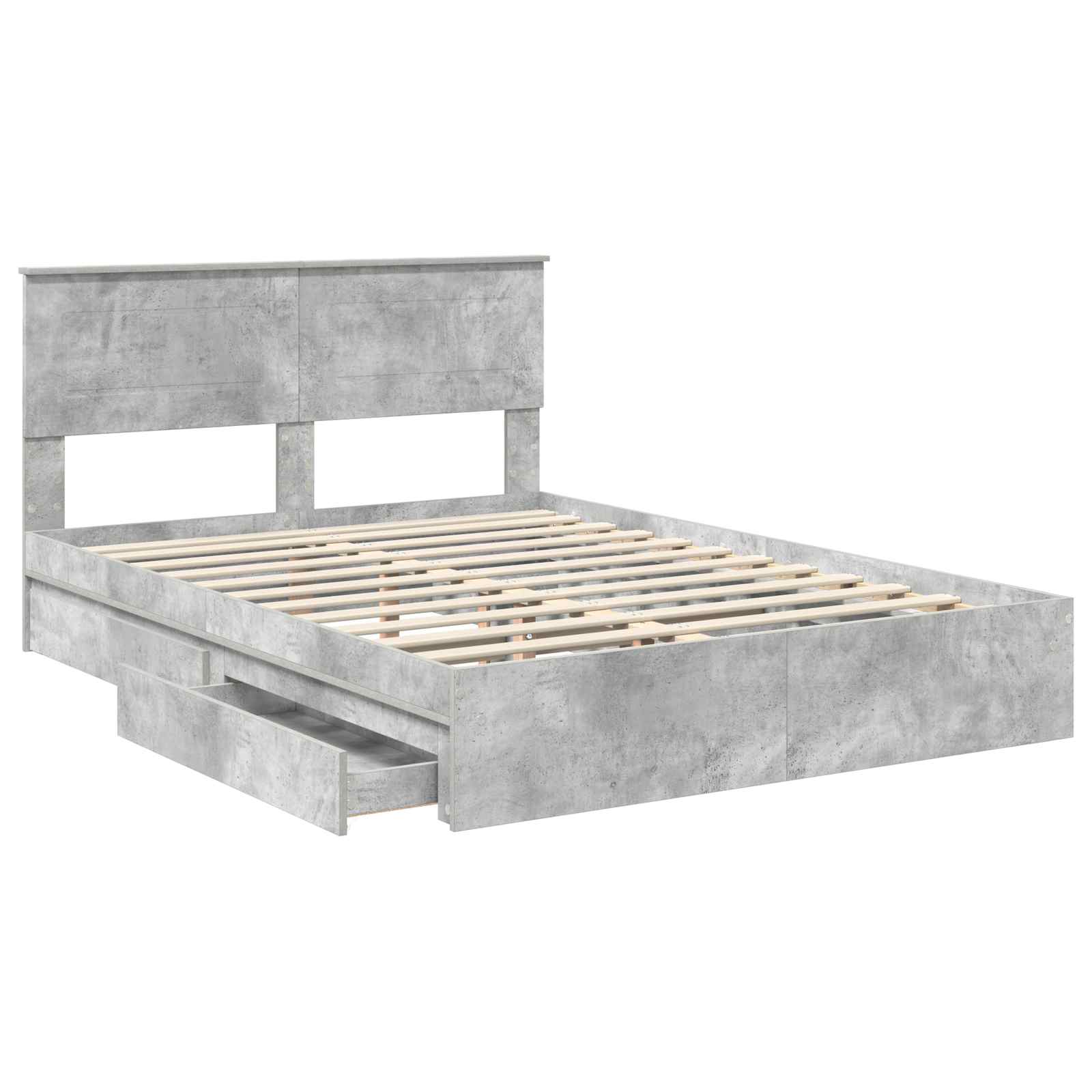 Lit de Rangement Gris béton 150 x 200 cm Bois d'ingénierie - XIOS