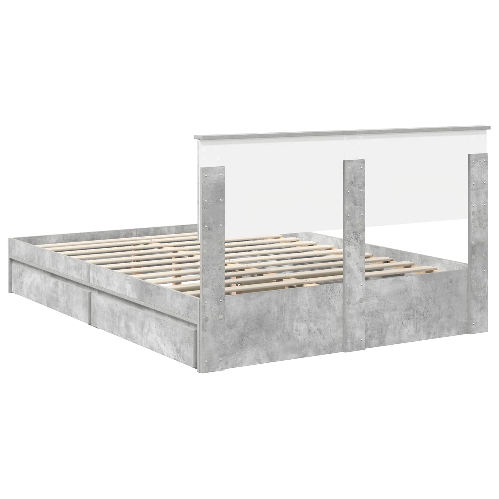 Lit de Rangement Gris béton 150 x 200 cm Bois d'ingénierie - XIOS