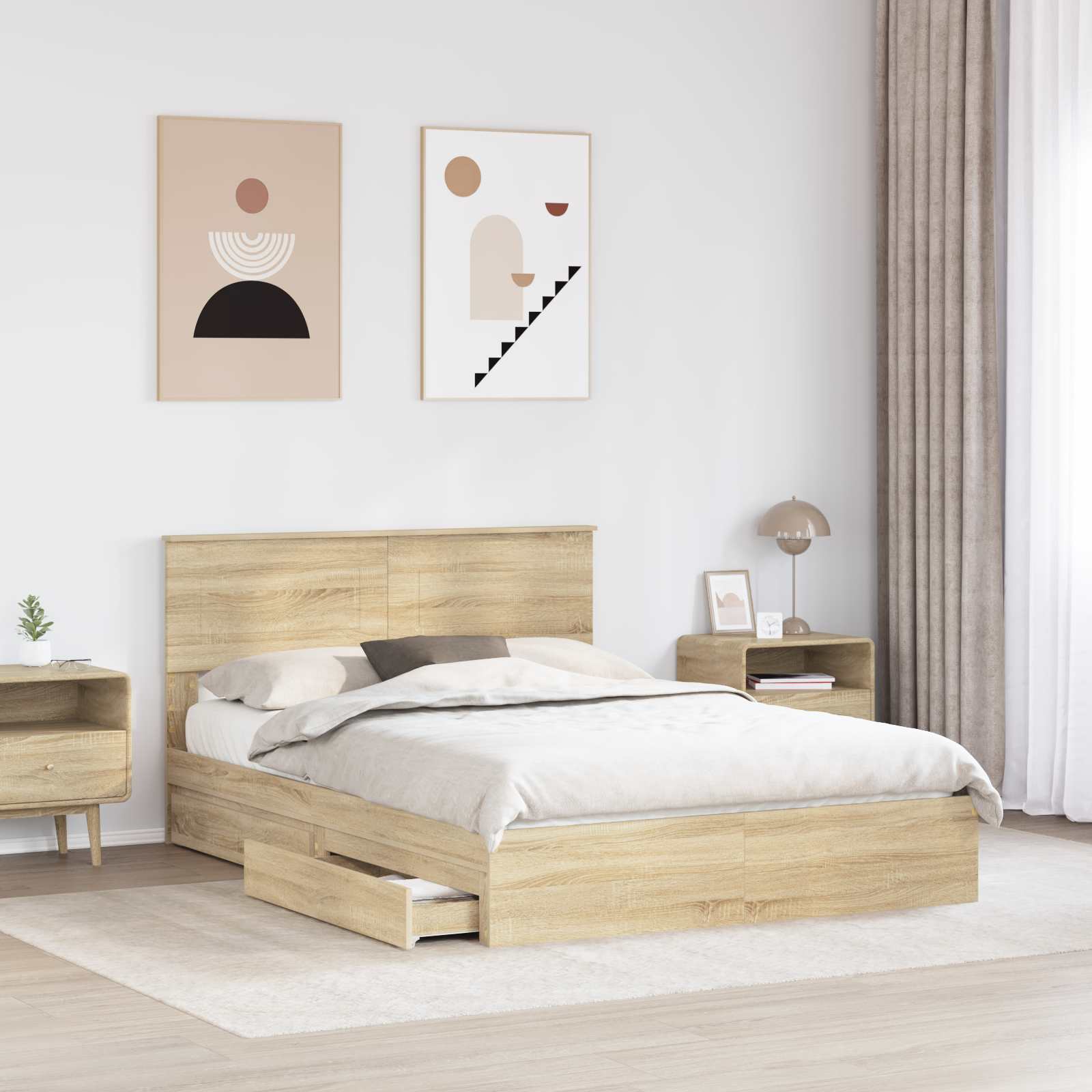Lit de Rangement Chêne Sonoma 140 x 190 cm Bois d'ingénierie - XIOS