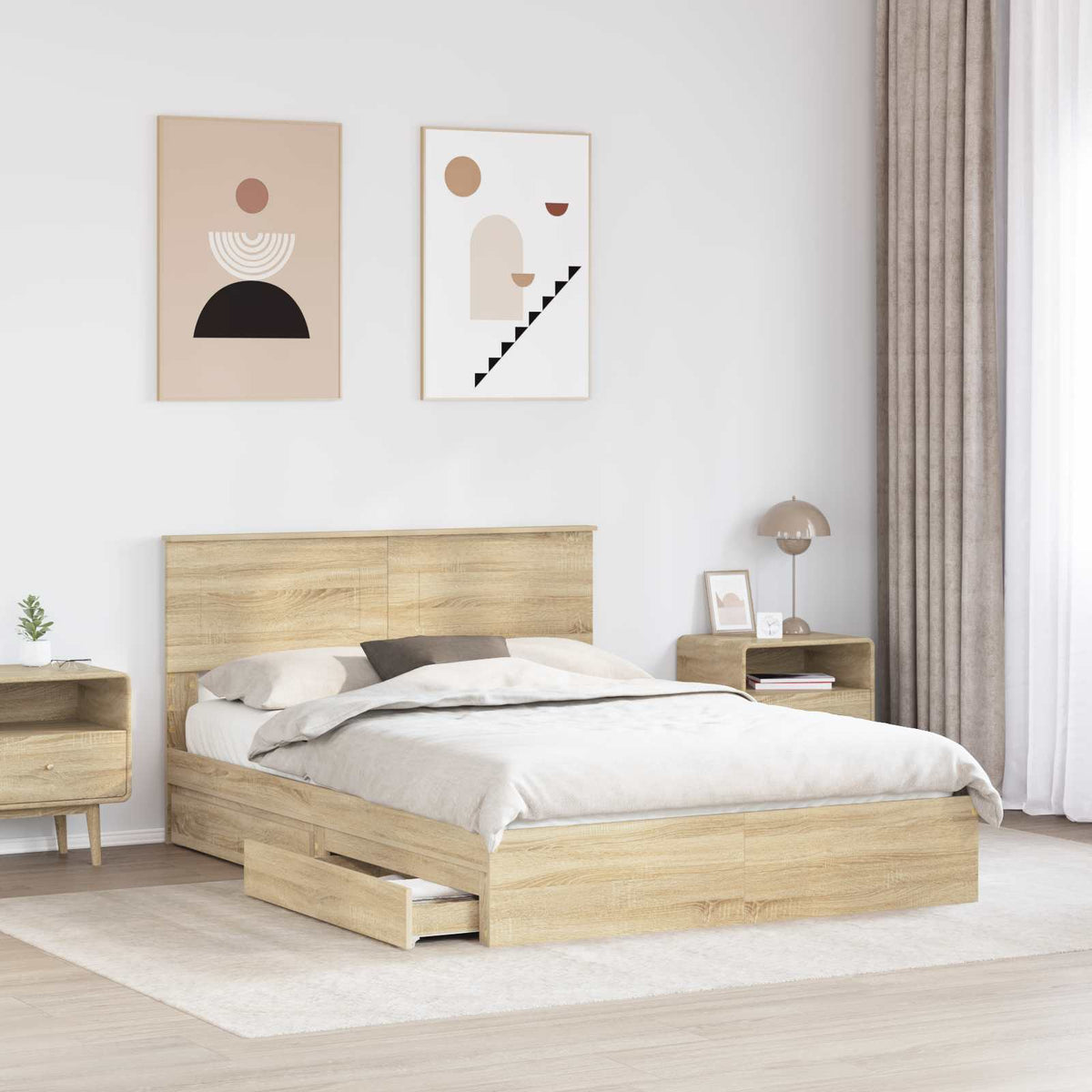 Lit de Rangement Chêne Sonoma 140 x 200 cm Bois d'ingénierie