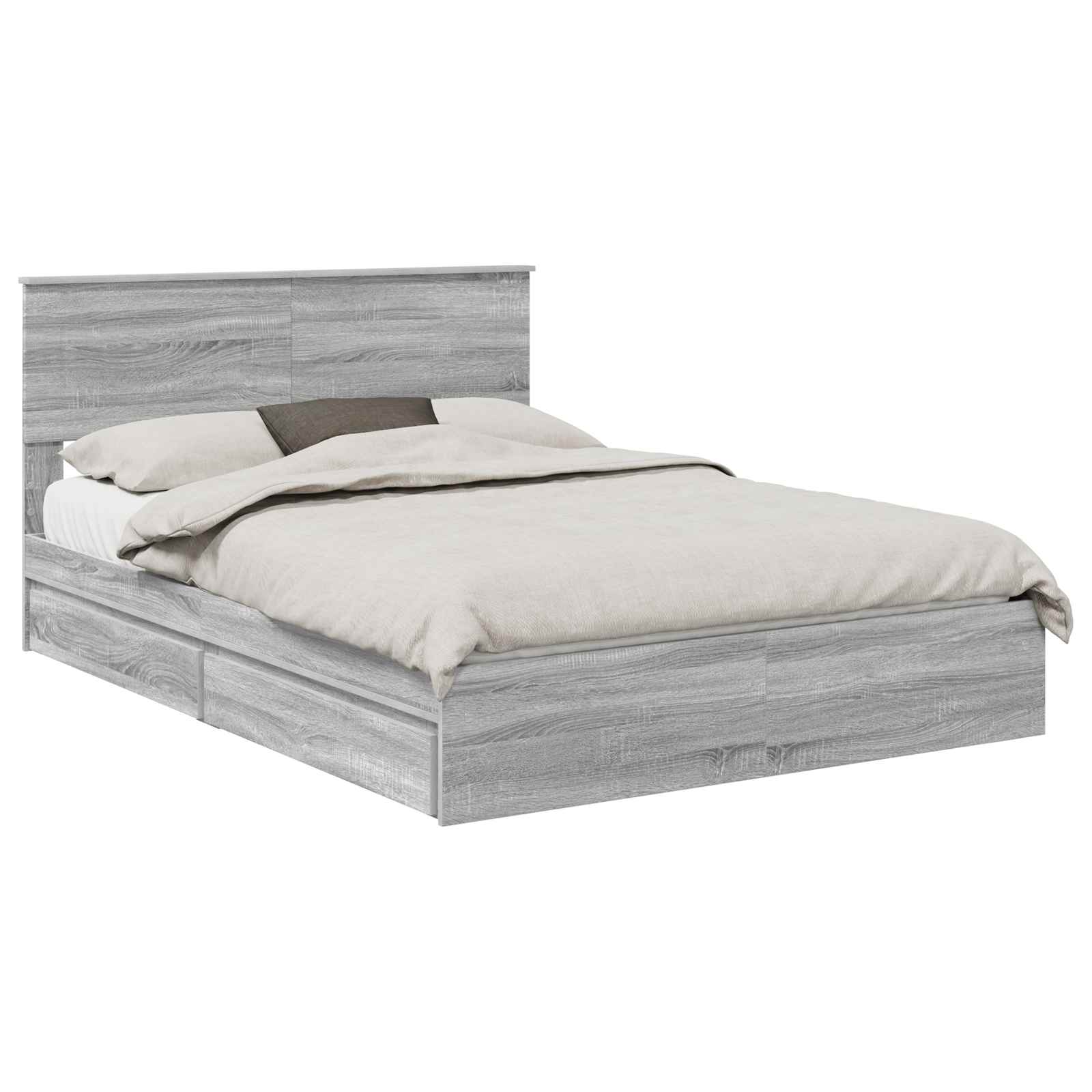 Lit de Rangement Gris Sonoma 140 x 200 cm Bois d'ingénierie - XIOS