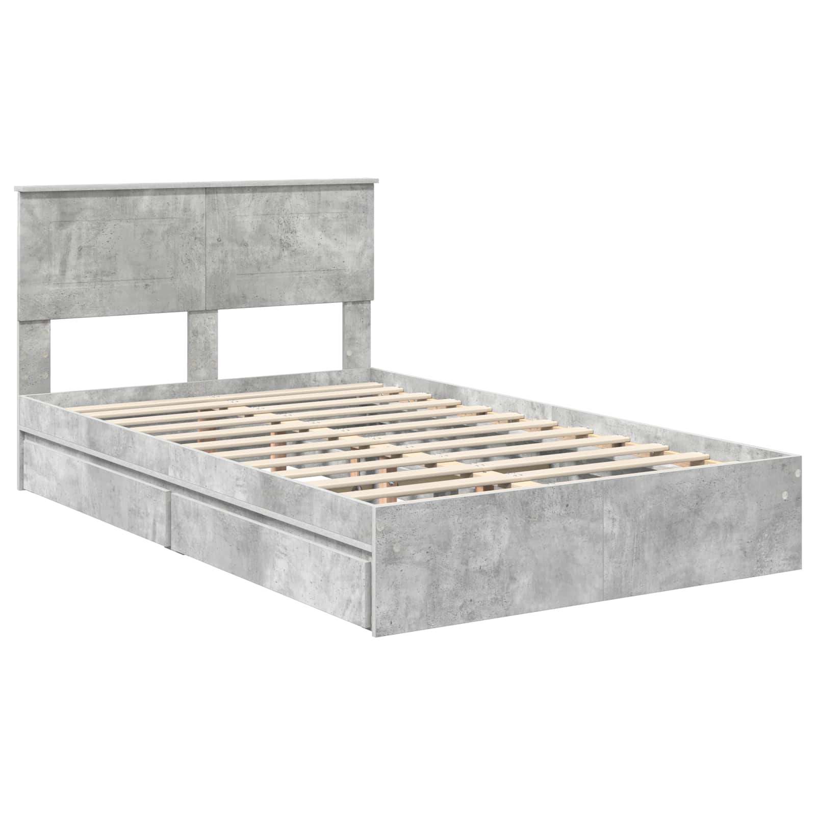 Cadre de lit Gris béton 135 x 190 cm Bois d'ingénierie - XIOS