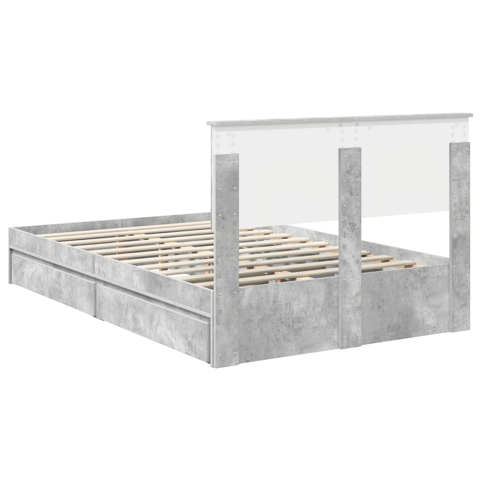 Cadre de lit Gris béton 135 x 190 cm Bois d'ingénierie - XIOS