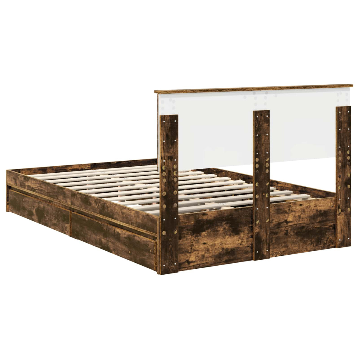 Lit de Rangement Chêne fumé 135 x 190 cm Bois d'ingénierie
