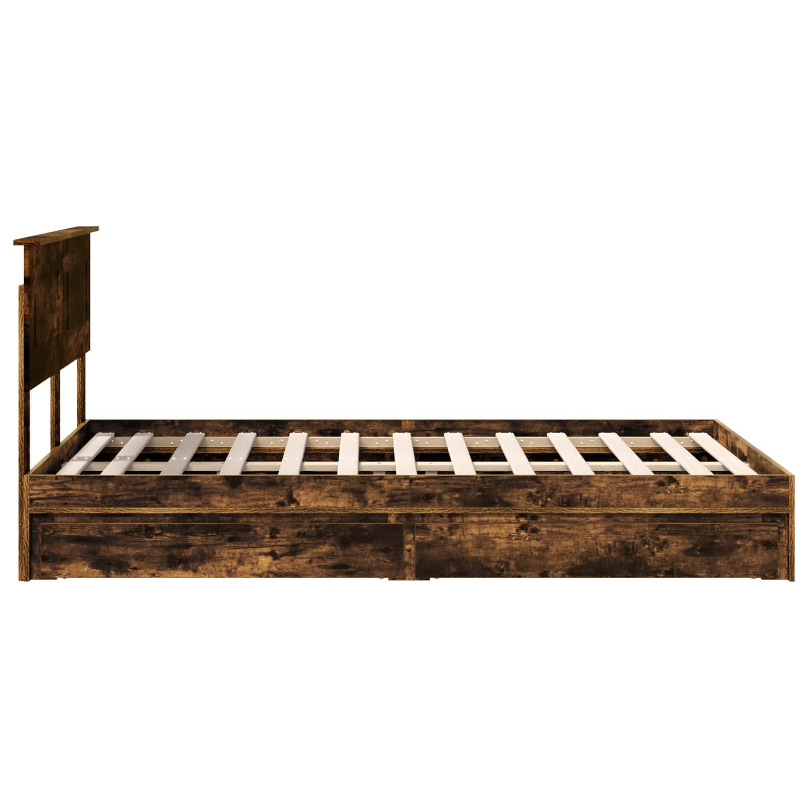 Lit de Rangement Chêne fumé 135 x 190 cm Bois d'ingénierie - XIOS