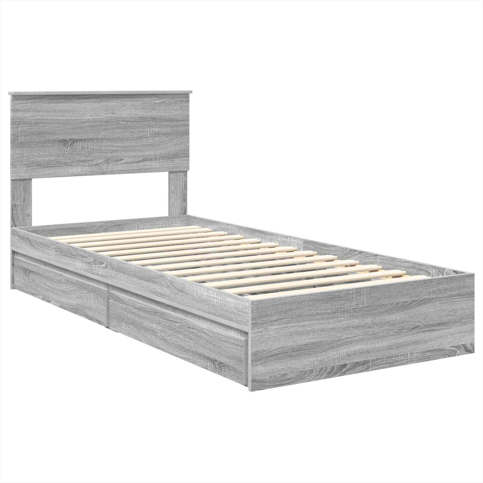 Lit de Rangement Gris Sonoma 100 x 200 cm Bois d'ingénierie - XIOS