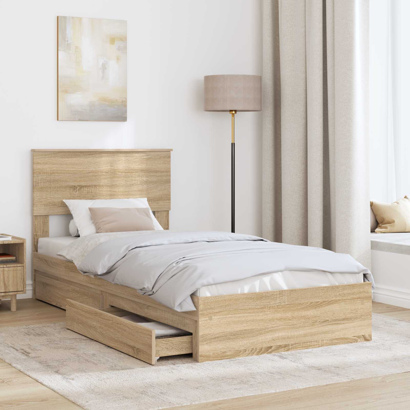 Lit de Rangement Chêne Sonoma 75 x 190 cm Bois d'ingénierie - XIOS