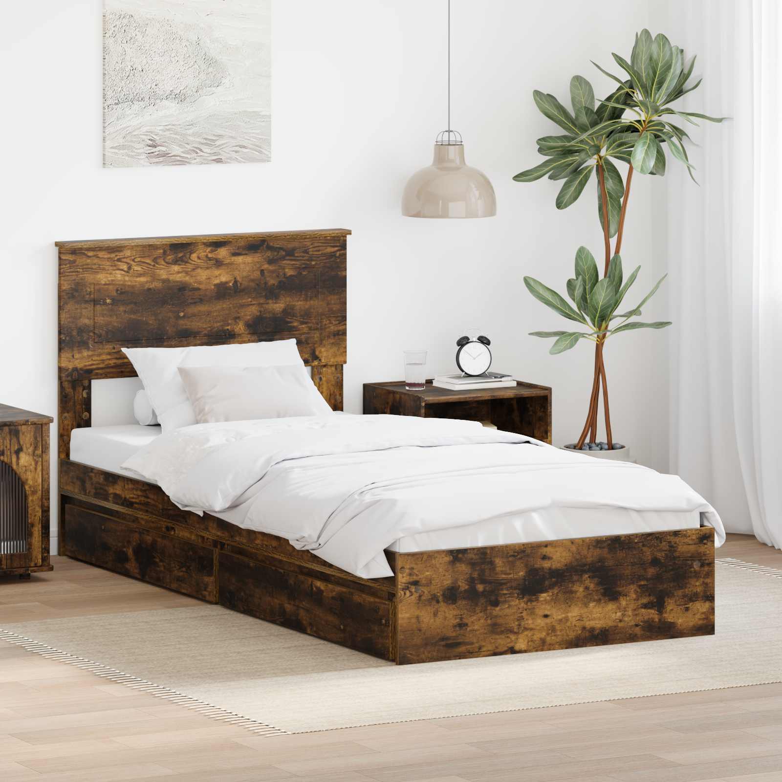 Lit de Rangement Chêne fumé 75 x 190 cm Bois d'ingénierie - XIOS