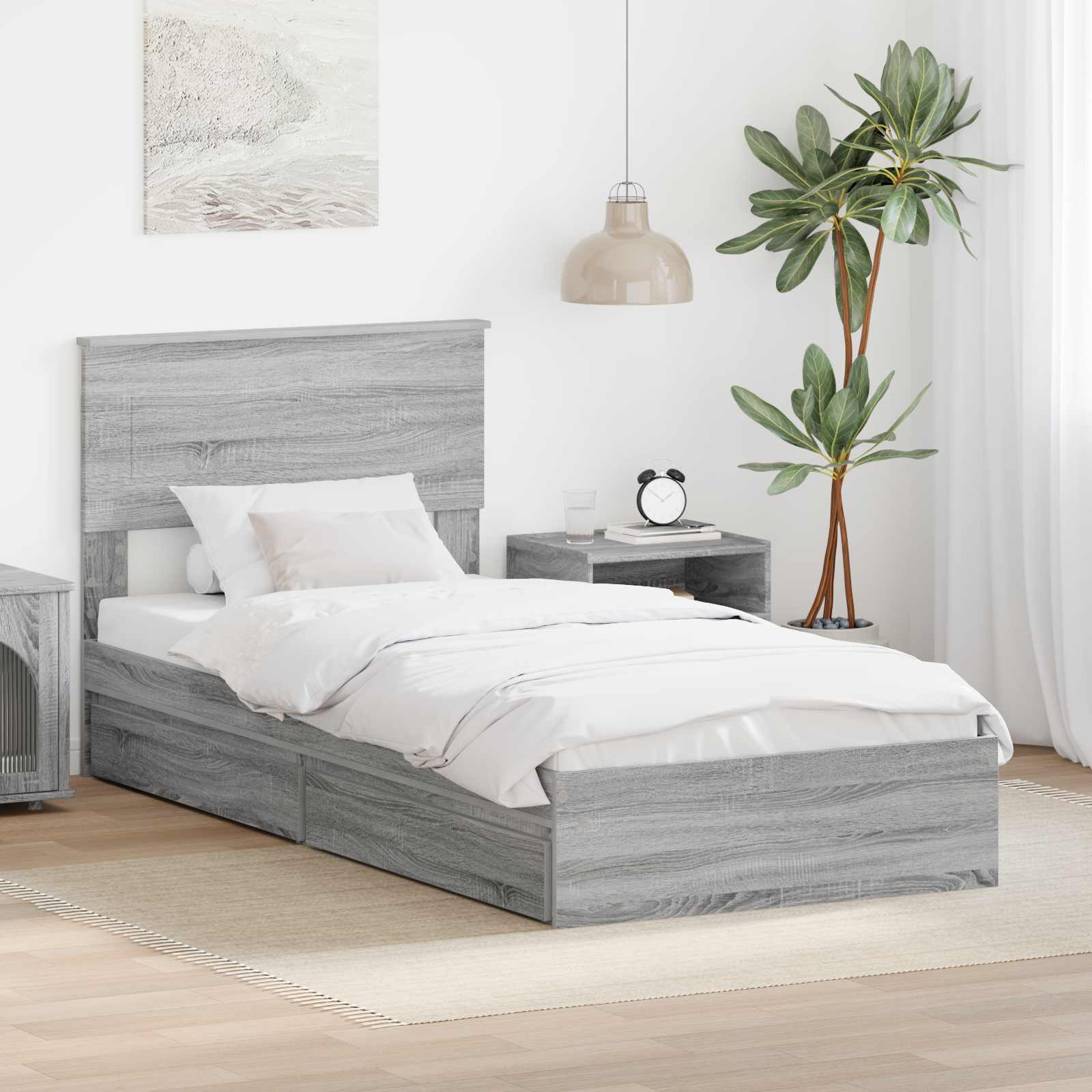 Lit de Rangement Gris Sonoma 75 x 190 cm Bois d'ingénierie - XIOS