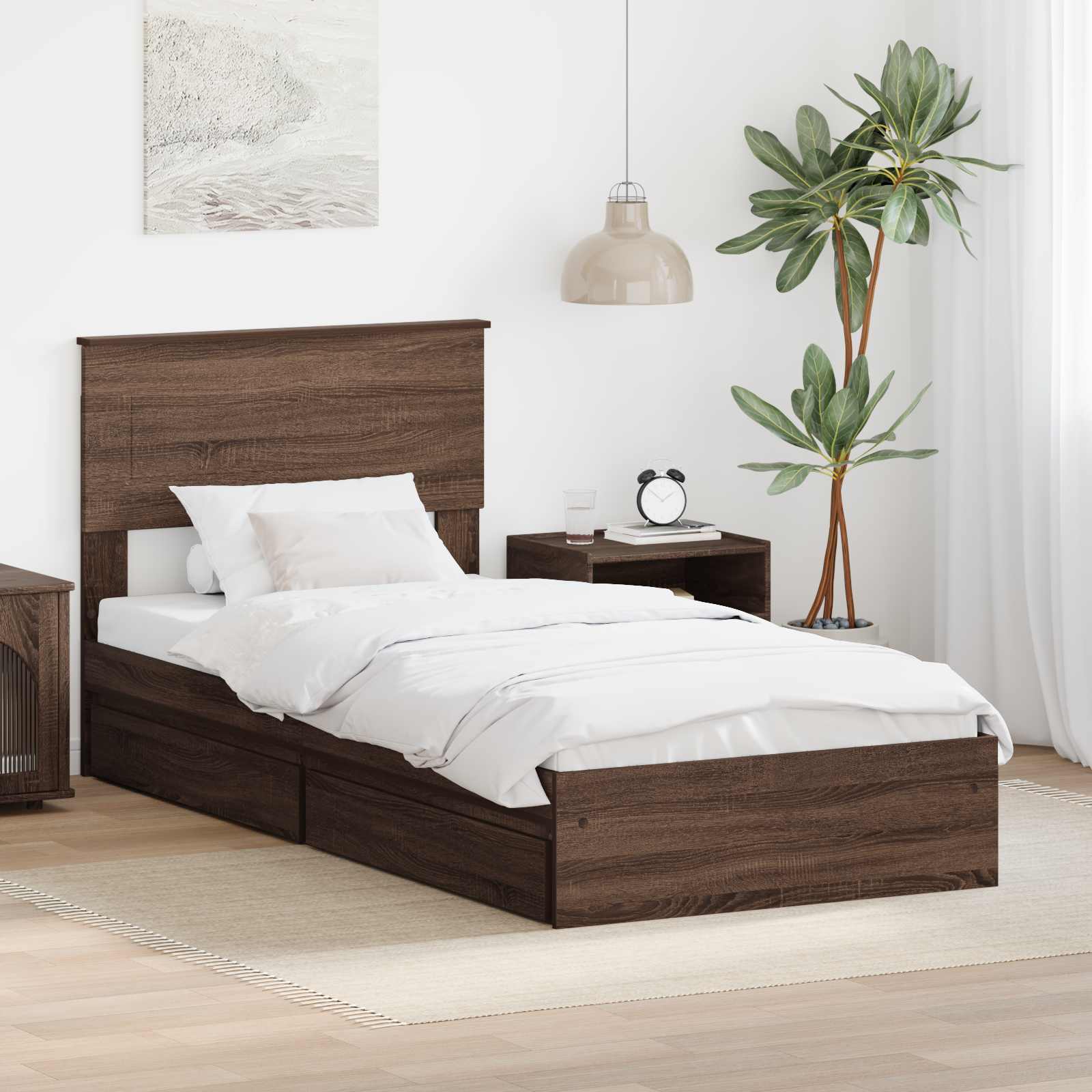 Lit de Rangement Chêne brun 75 x 190 cm Bois d'ingénierie - XIOS