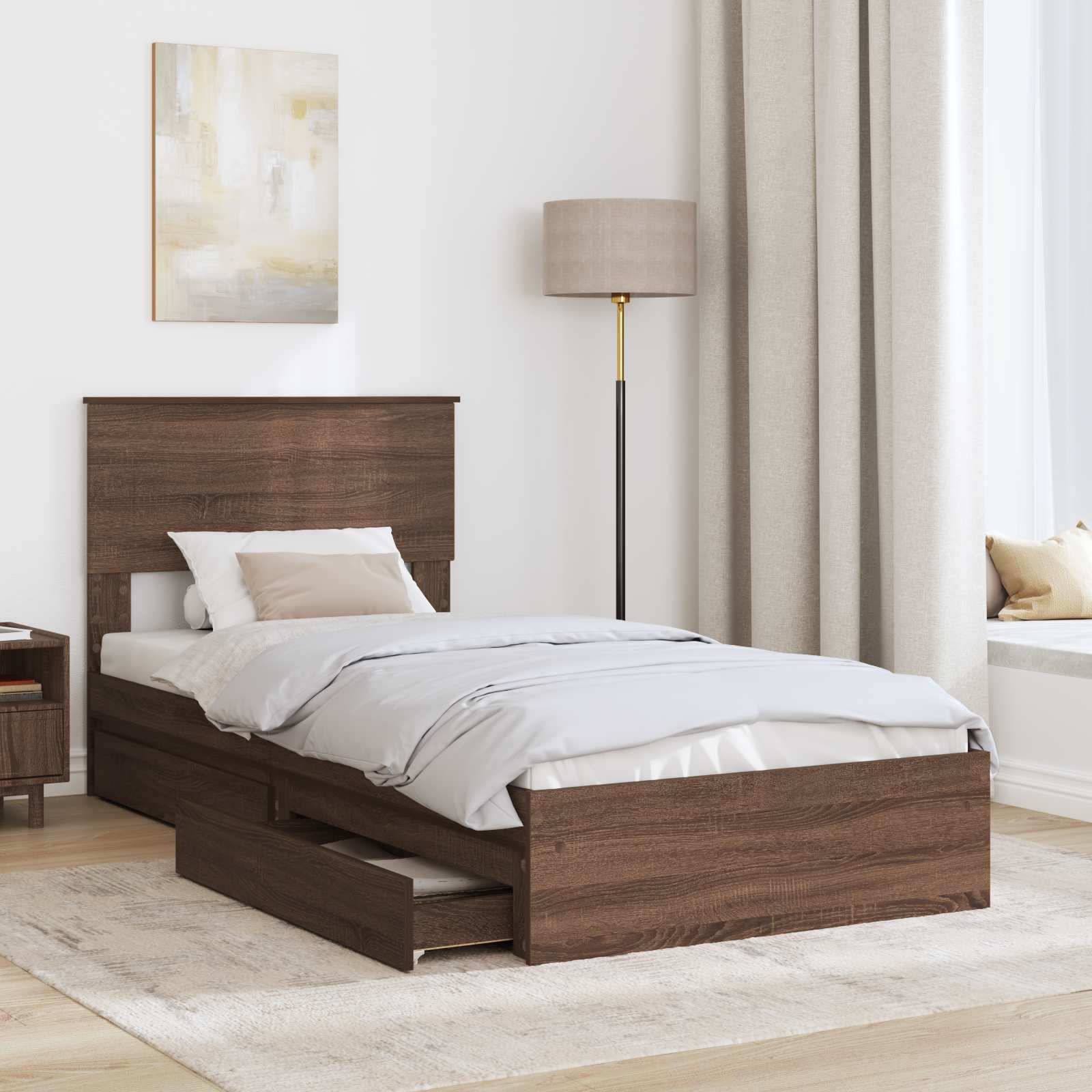 Lit de Rangement Chêne brun 75 x 190 cm Bois d'ingénierie - XIOS