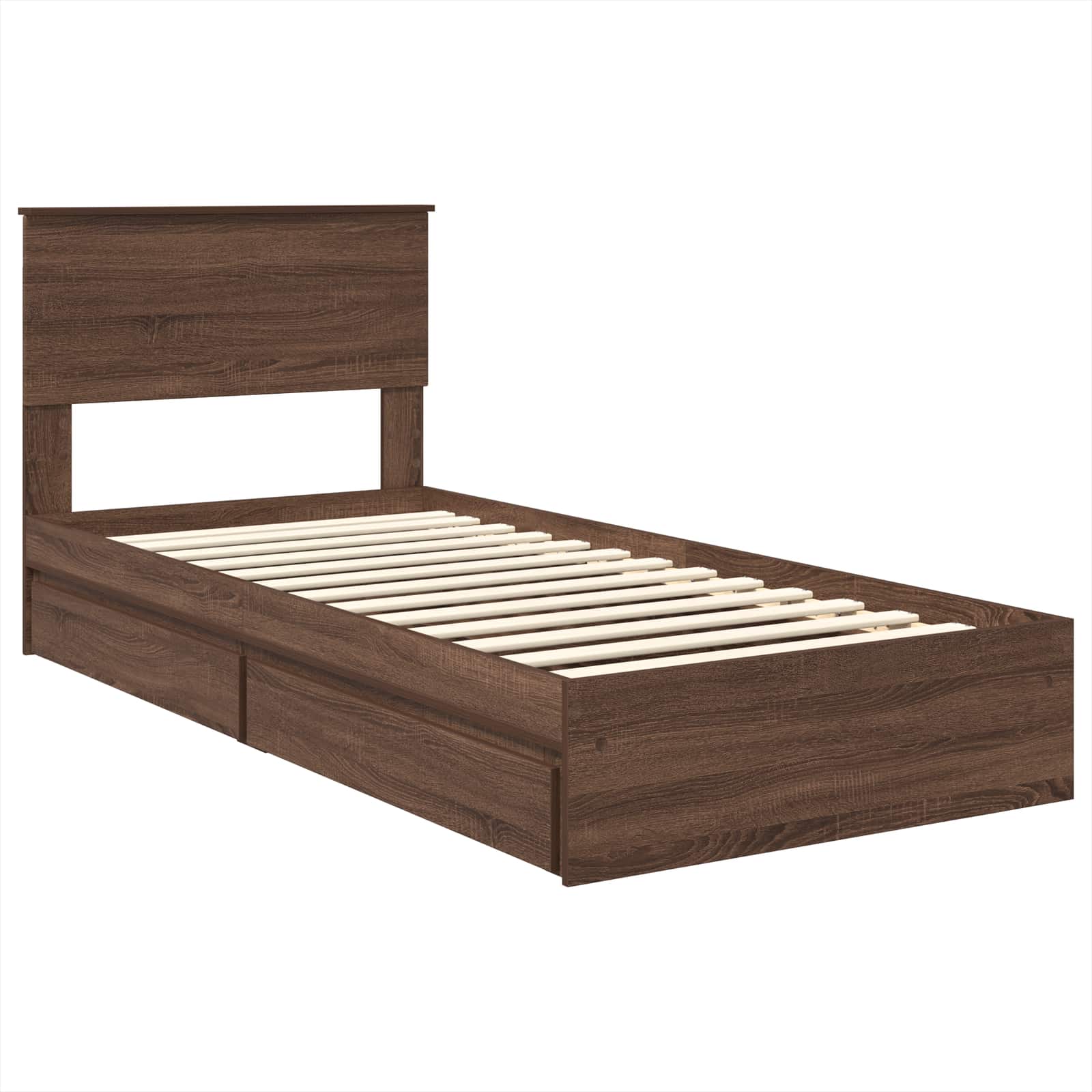 Lit de Rangement Chêne brun 75 x 190 cm Bois d'ingénierie - XIOS