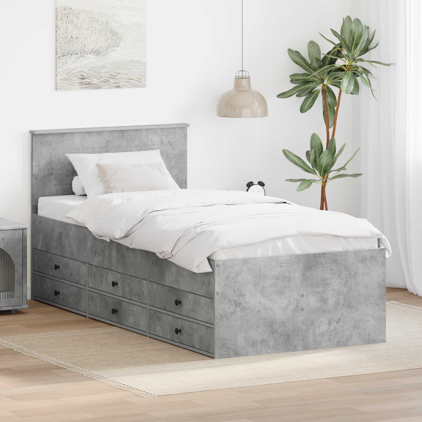Lit d'appoint Gris béton et noir 100 x 200 cm Bois d'ingénierie - XIOS