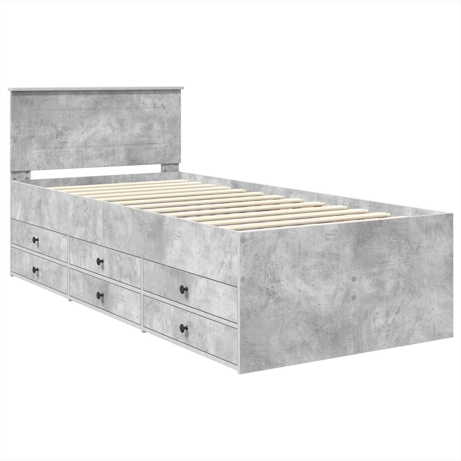 Lit d'appoint Gris béton et noir 100 x 200 cm Bois d'ingénierie - XIOS
