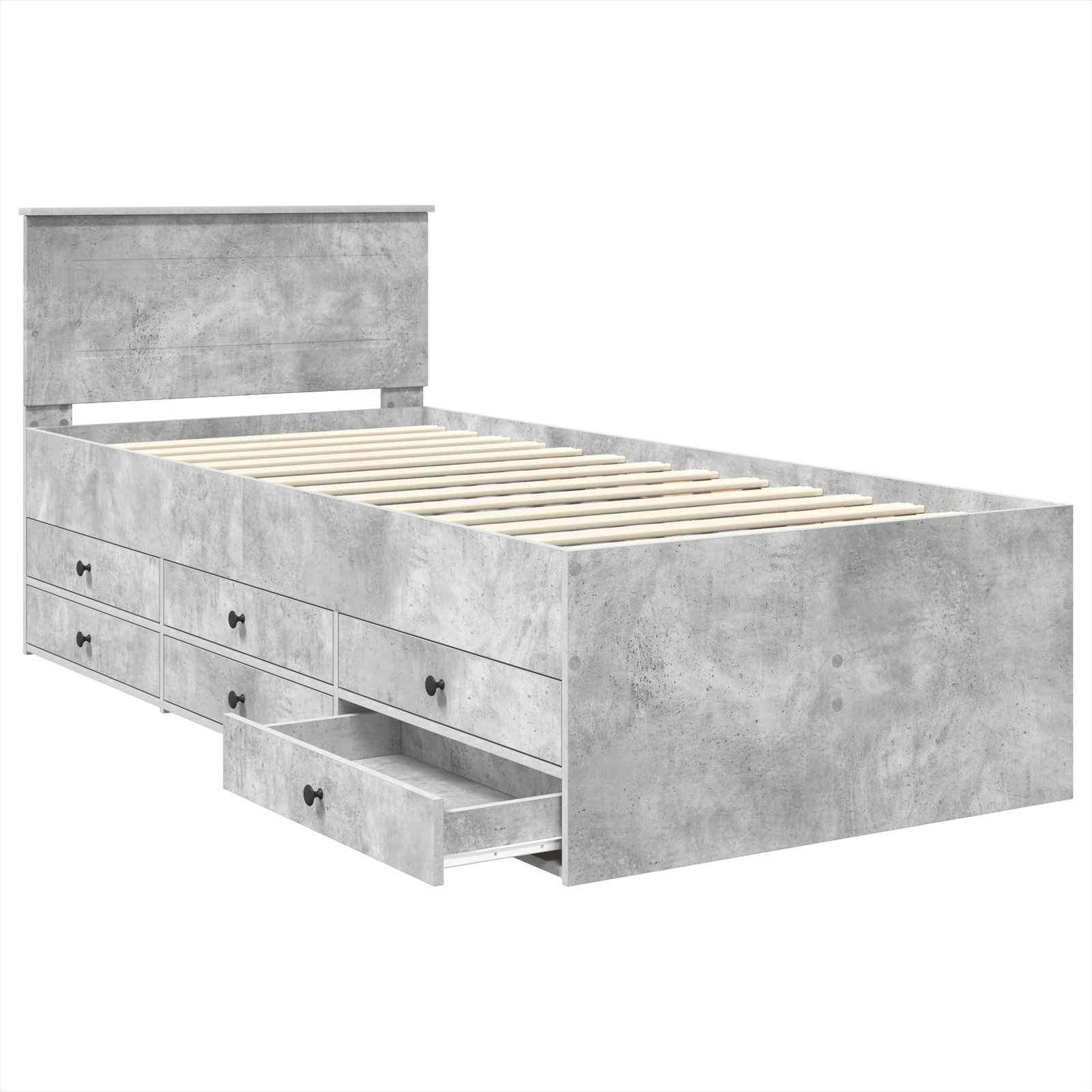 Lit d'appoint Gris béton et noir 100 x 200 cm Bois d'ingénierie - XIOS