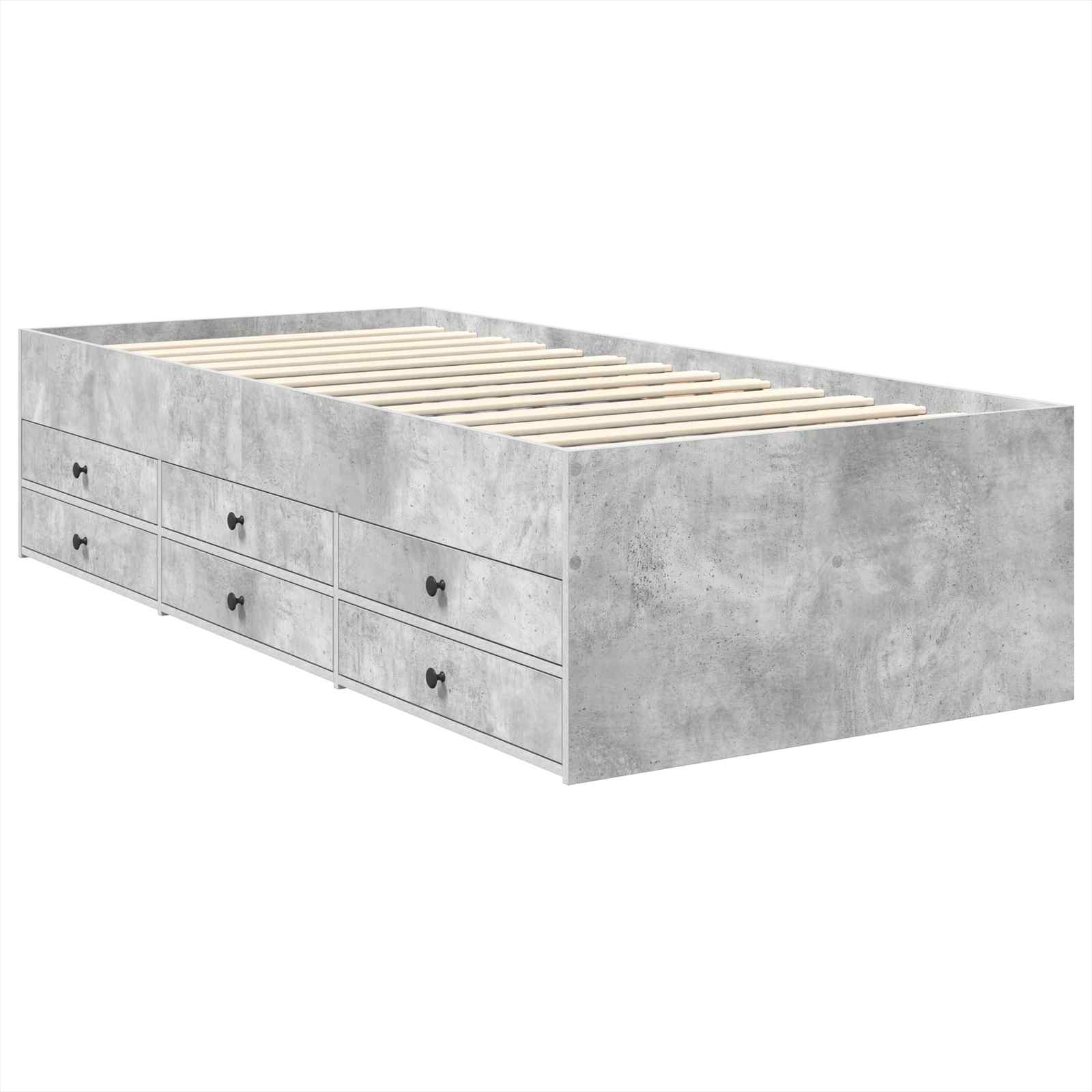 Lit d'appoint Gris béton et noir 100 x 200 cm Bois d'ingénierie - XIOS