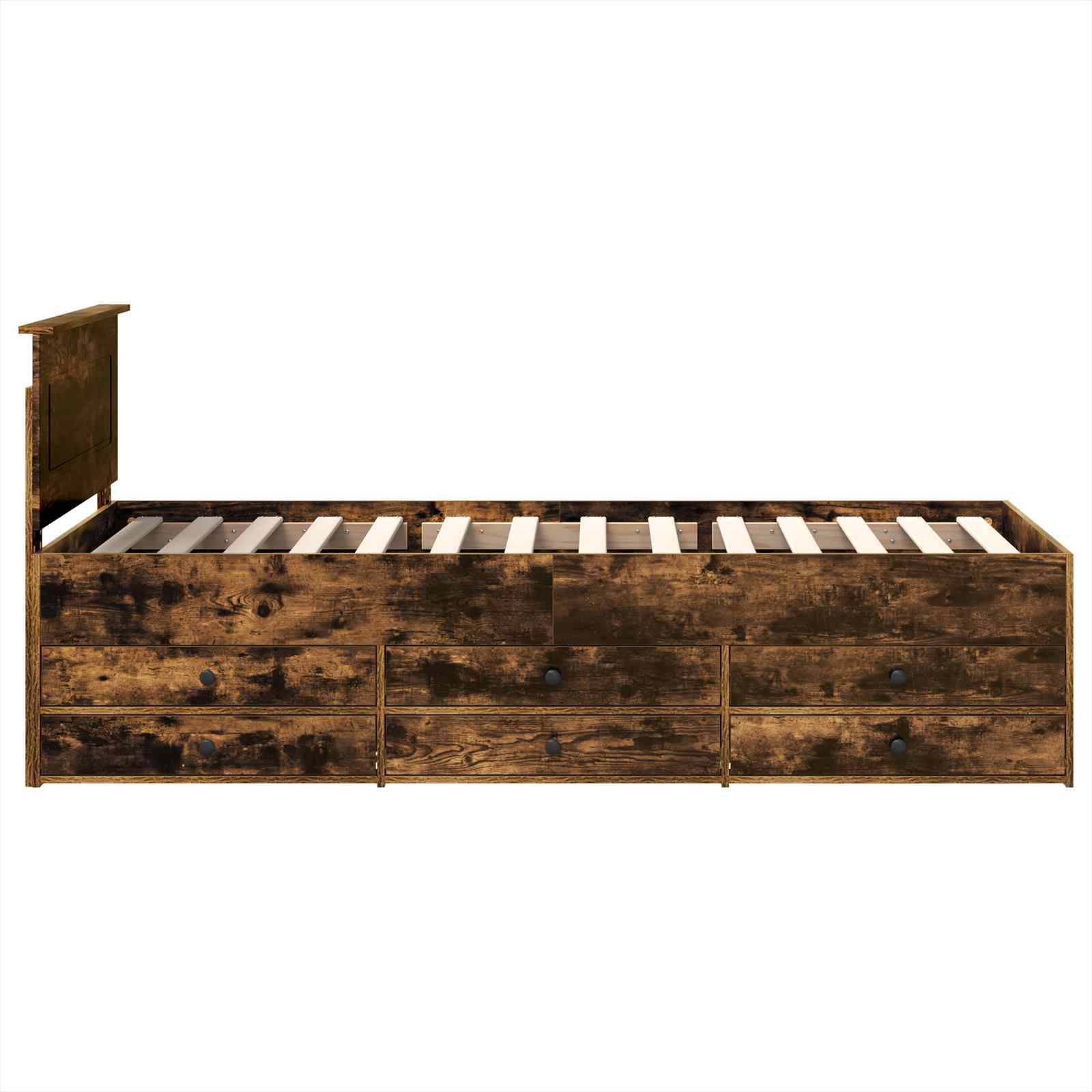Lit d'appoint Chêne fumé et noir 100 x 200 cm Bois d'ingénierie - XIOS