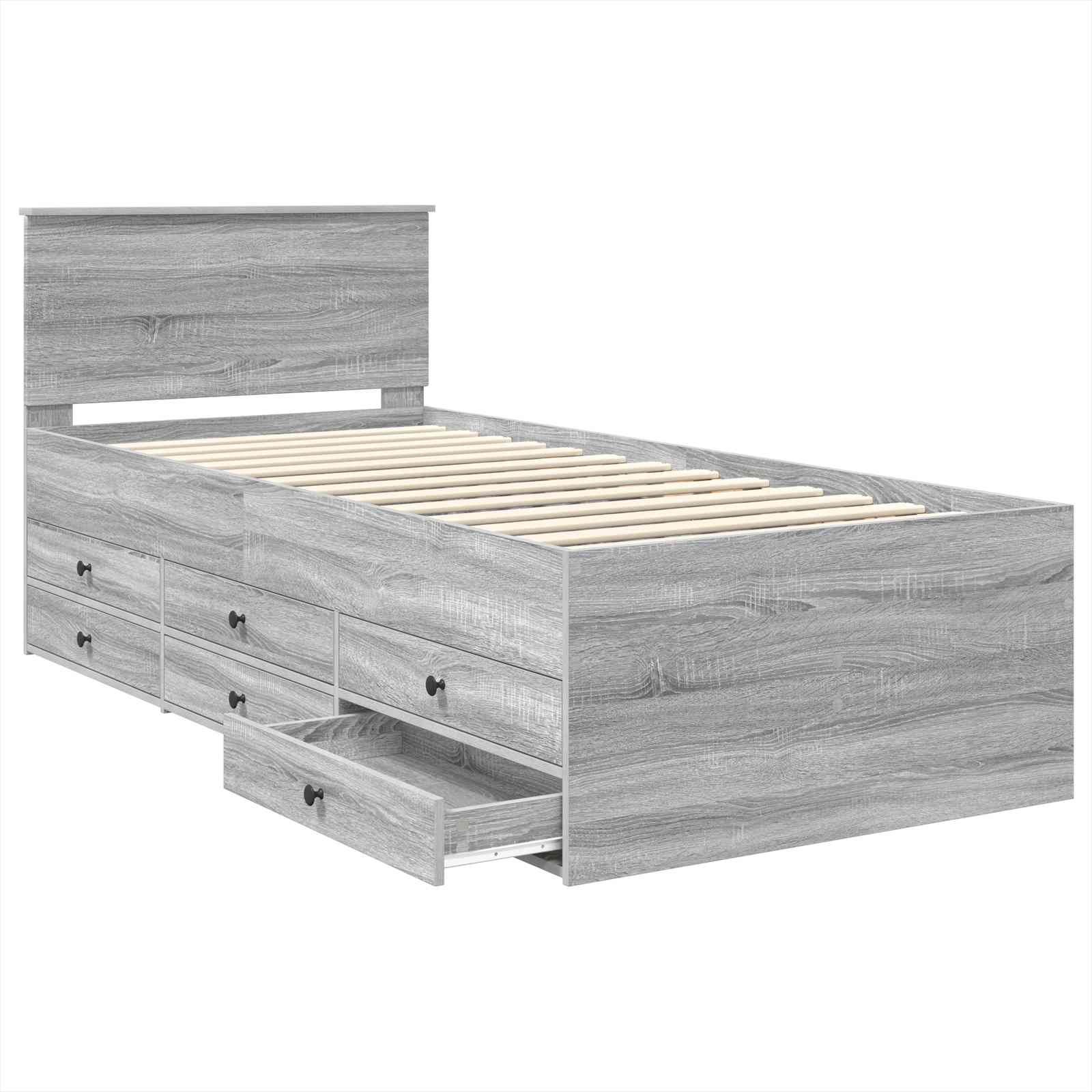 Lit d'appoint avec tiroir Gris Sonoma et noir 100 x 200 cm - XIOS