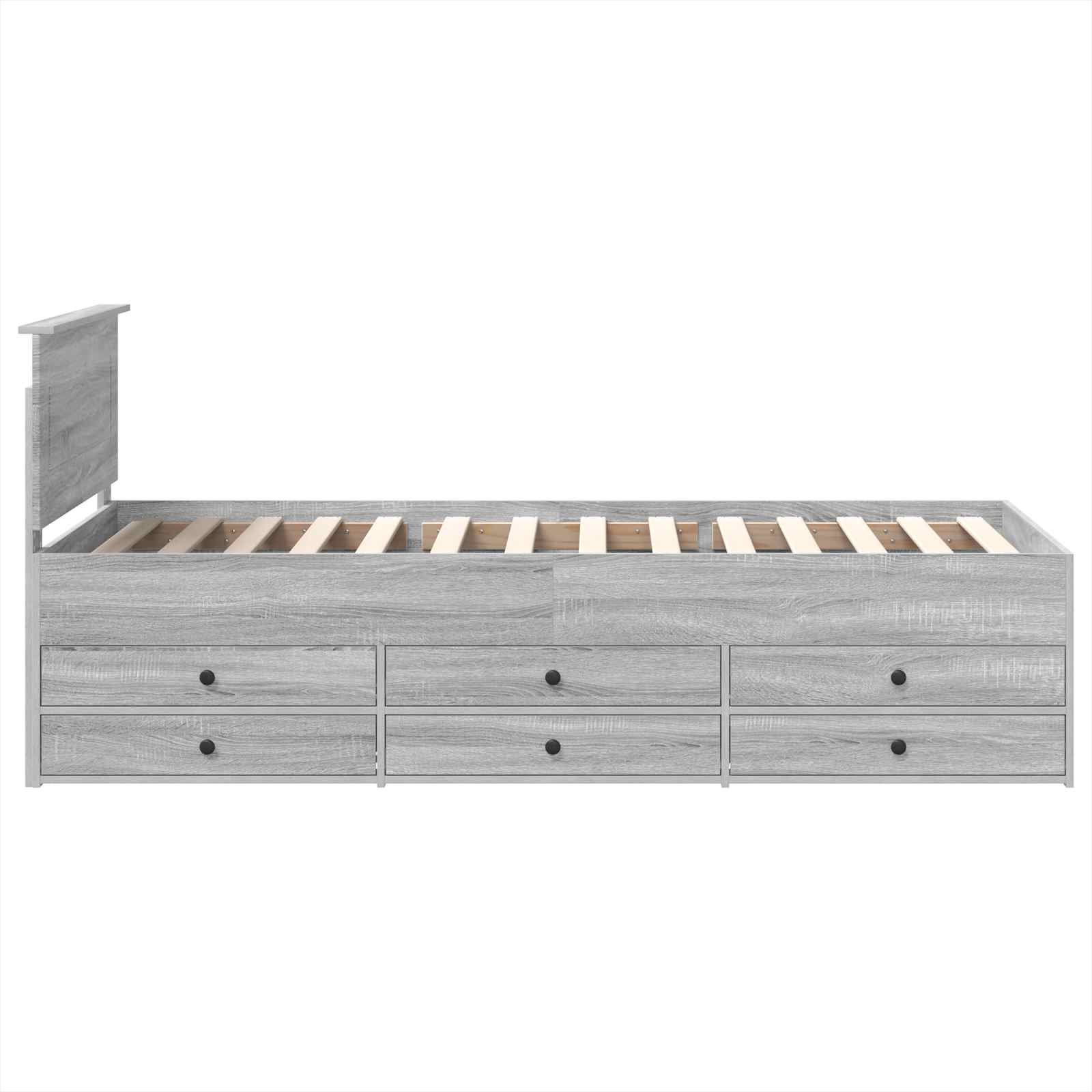 Lit d'appoint avec tiroir Gris Sonoma et noir 100 x 200 cm - XIOS