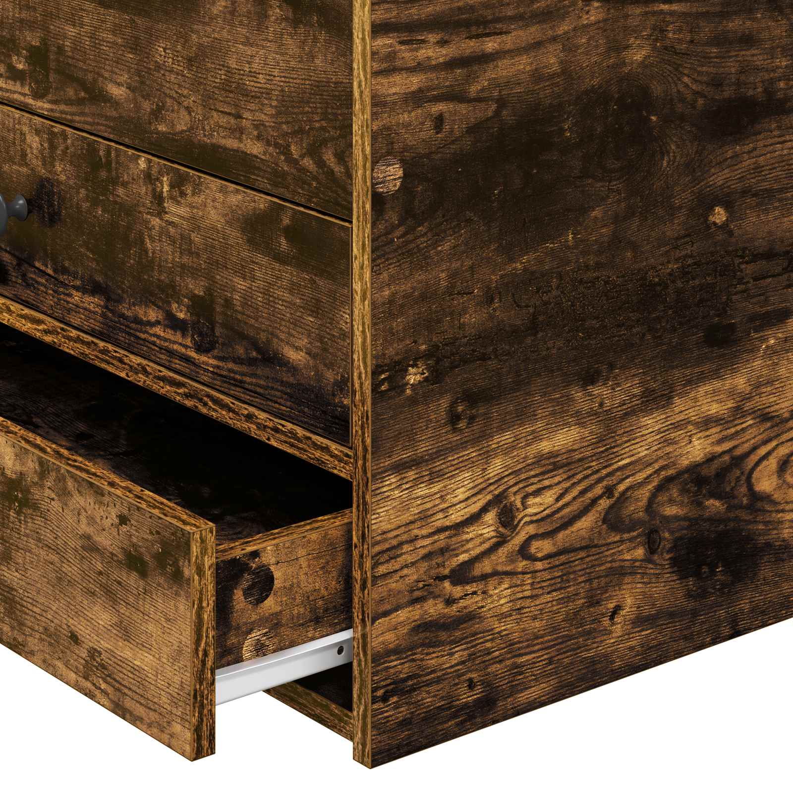 Lit d'appoint Chêne fumé et noir 90 x 200 cm Bois d'ingénierie - XIOS