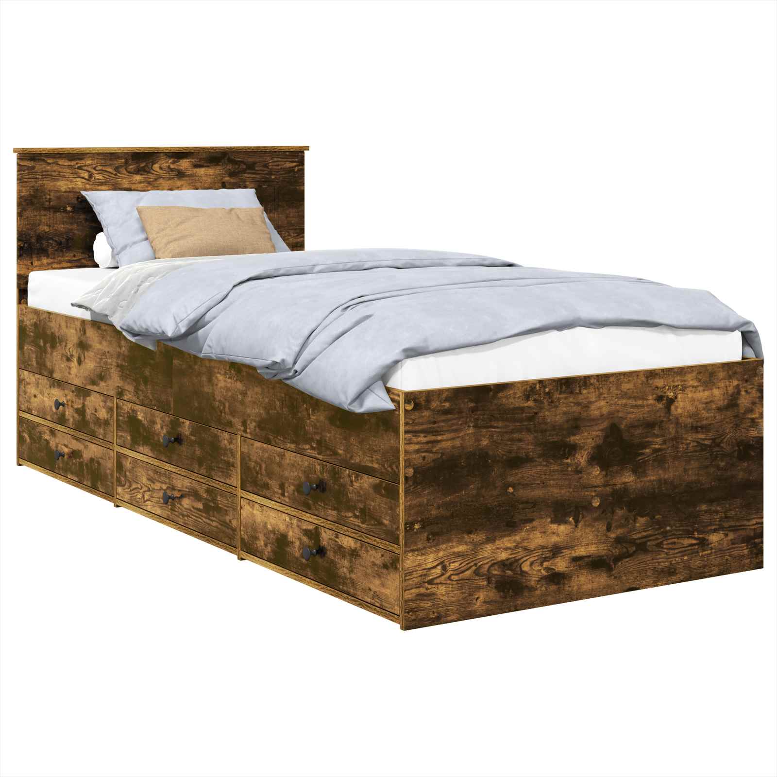 Lit d'appoint Chêne fumé et noir 90 x 200 cm Bois d'ingénierie - XIOS