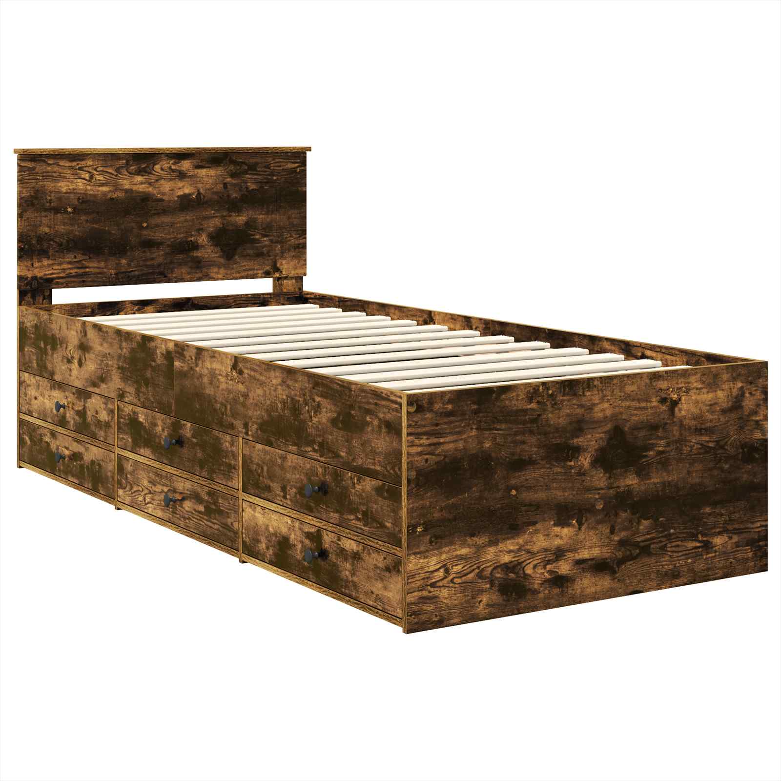 Lit d'appoint Chêne fumé et noir 90 x 200 cm Bois d'ingénierie - XIOS