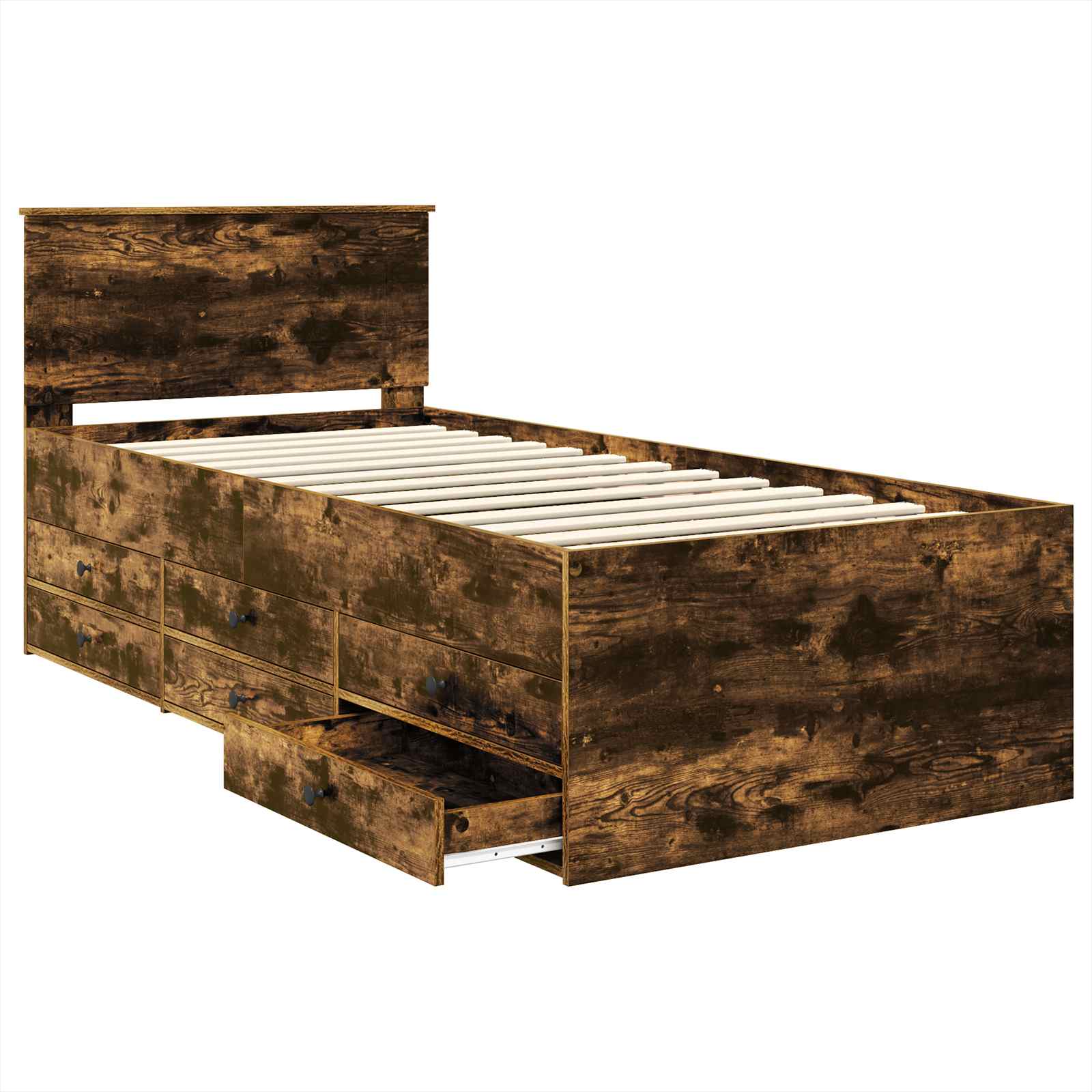 Lit d'appoint Chêne fumé et noir 90 x 200 cm Bois d'ingénierie - XIOS