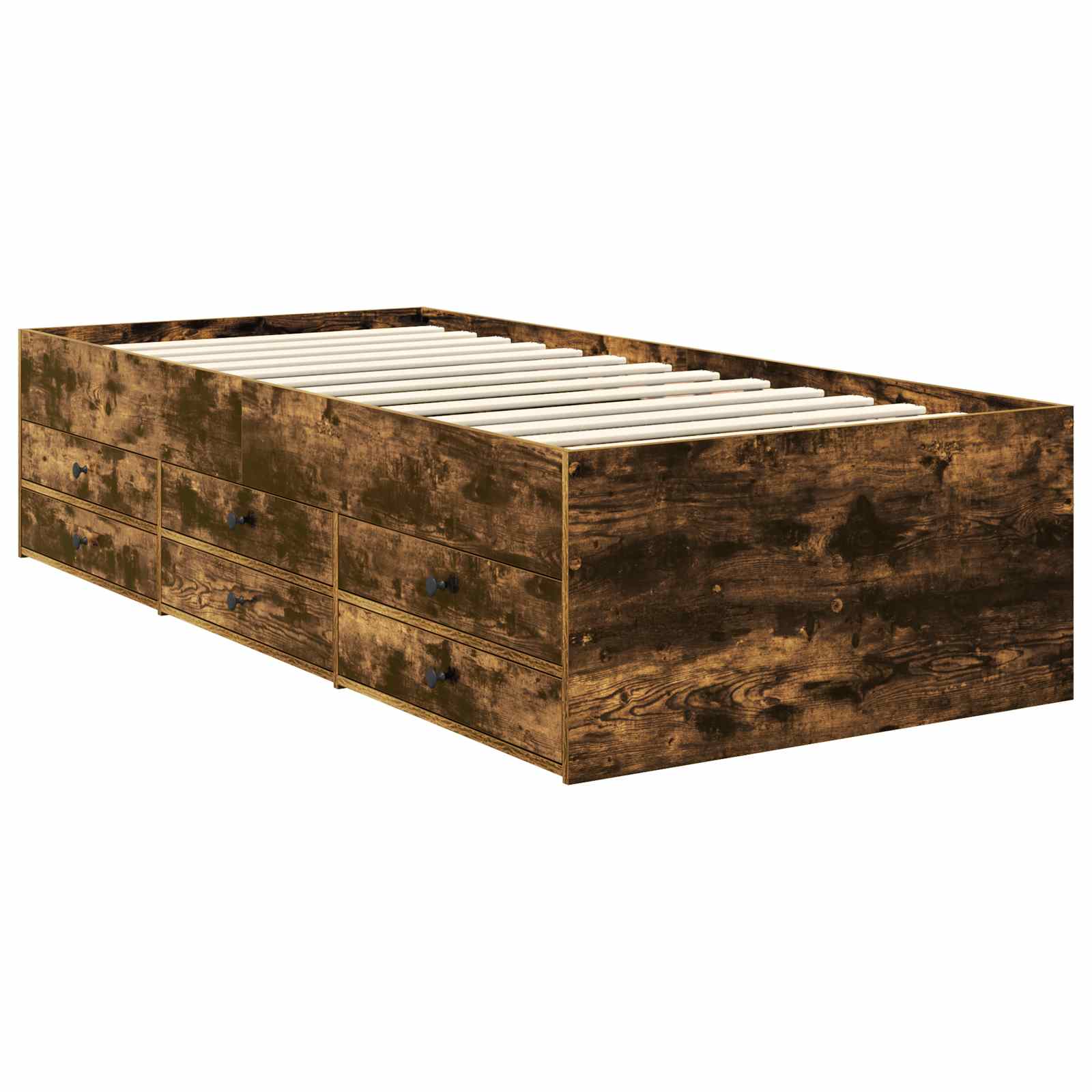 Lit d'appoint Chêne fumé et noir 90 x 200 cm Bois d'ingénierie - XIOS