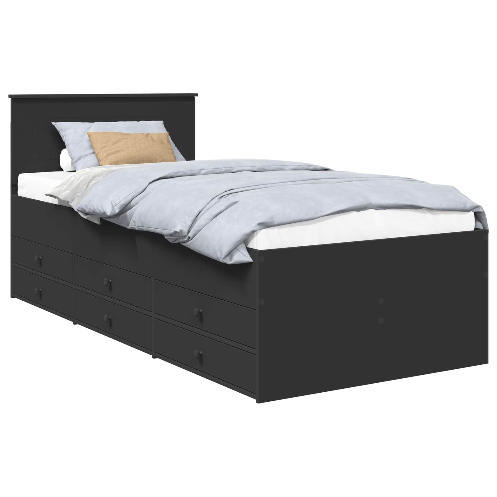 Lit d'appoint avec tiroir Noir 75 x 190 cm Bois d'ingénierie - XIOS