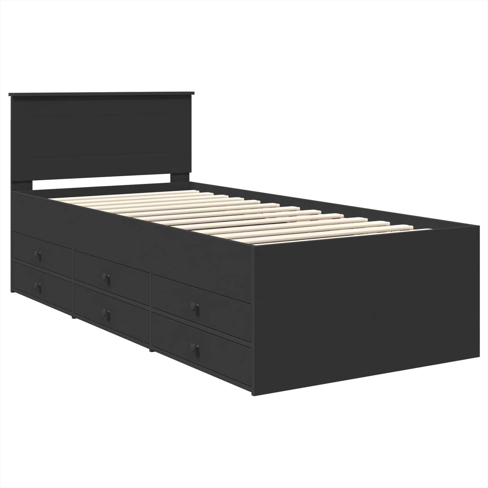 Lit d'appoint avec tiroir Noir 75 x 190 cm Bois d'ingénierie - XIOS