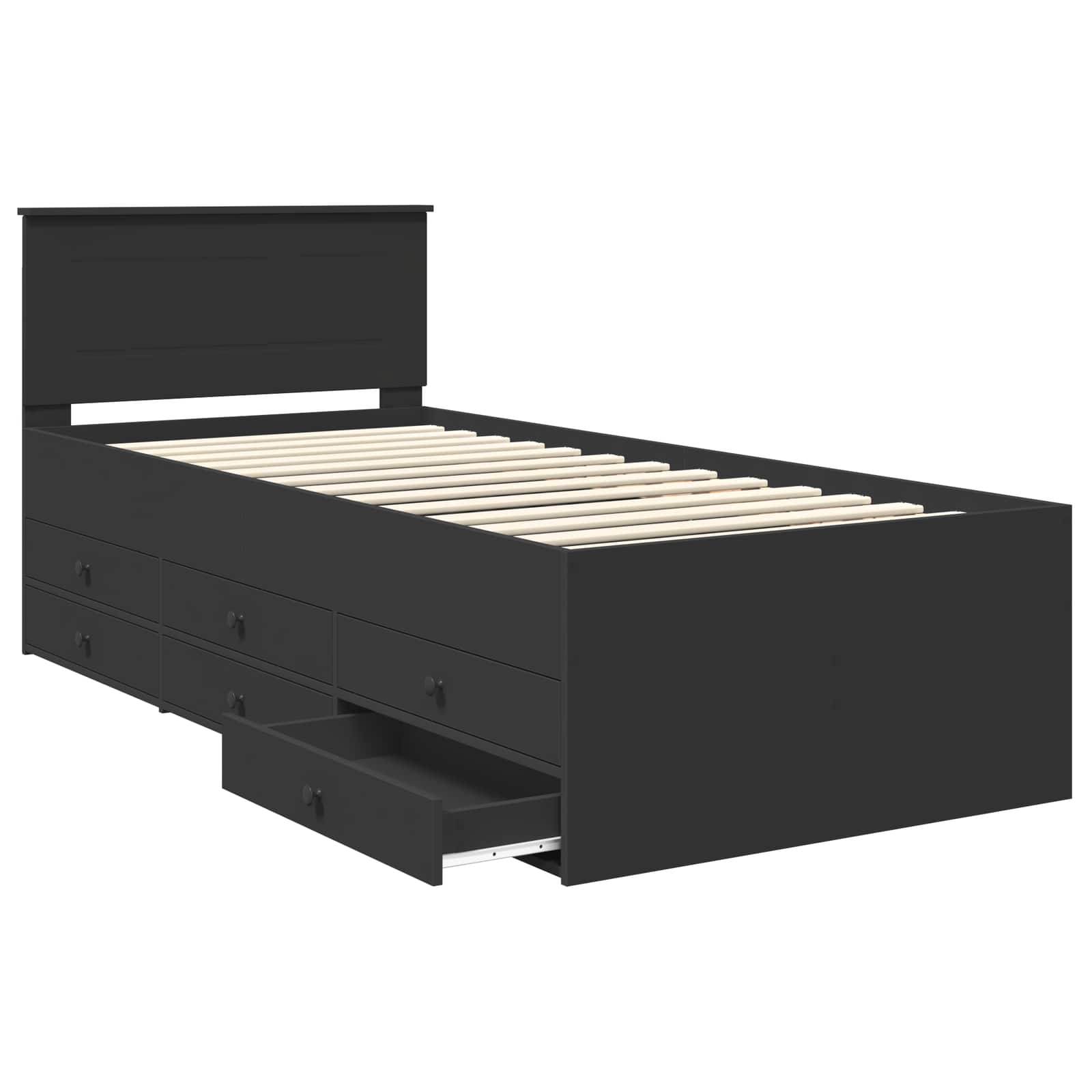 Lit d'appoint avec tiroir Noir 75 x 190 cm Bois d'ingénierie - XIOS