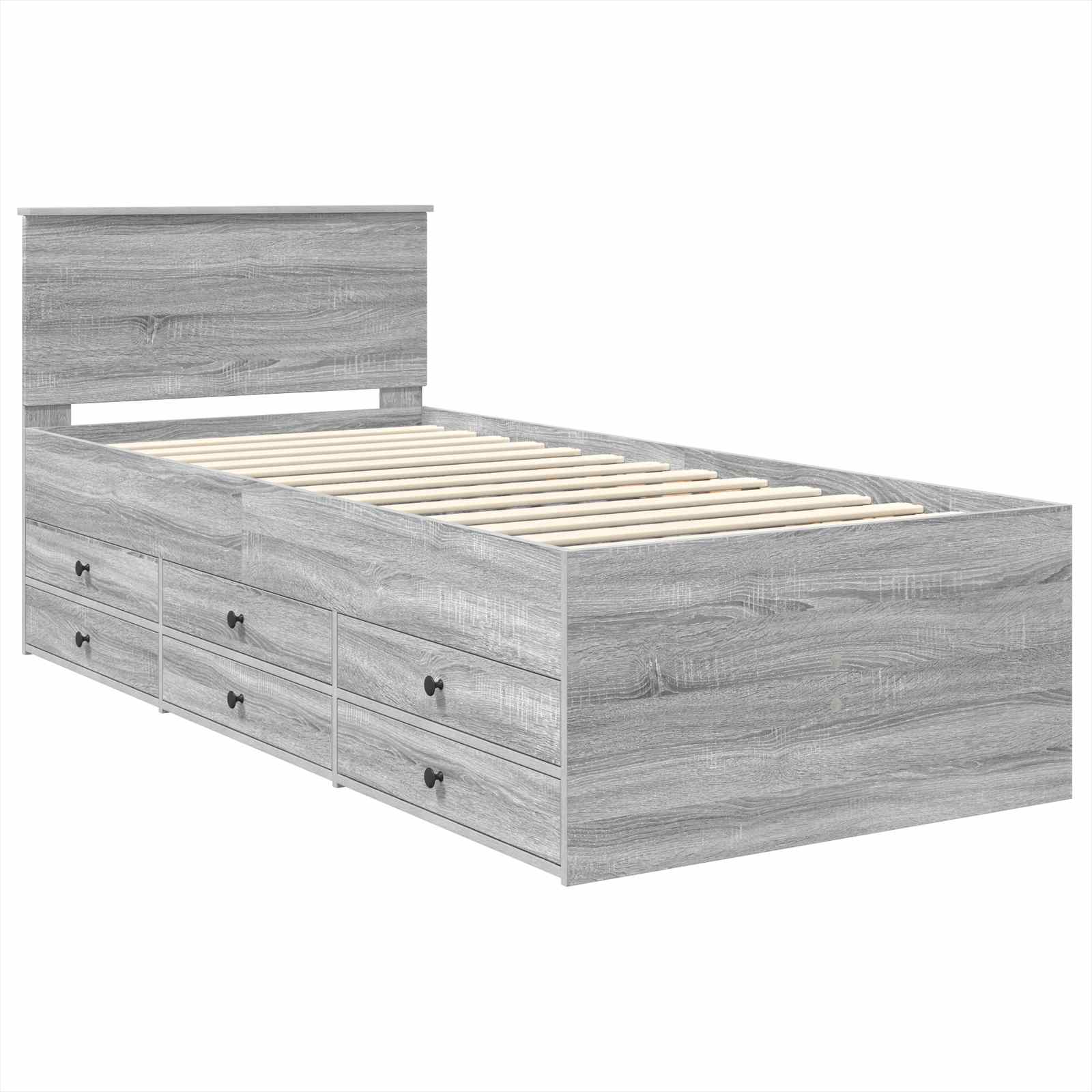 Lit d'appoint Chêne fumé et noir 75 x 190 cm Bois d'ingénierie - XIOS